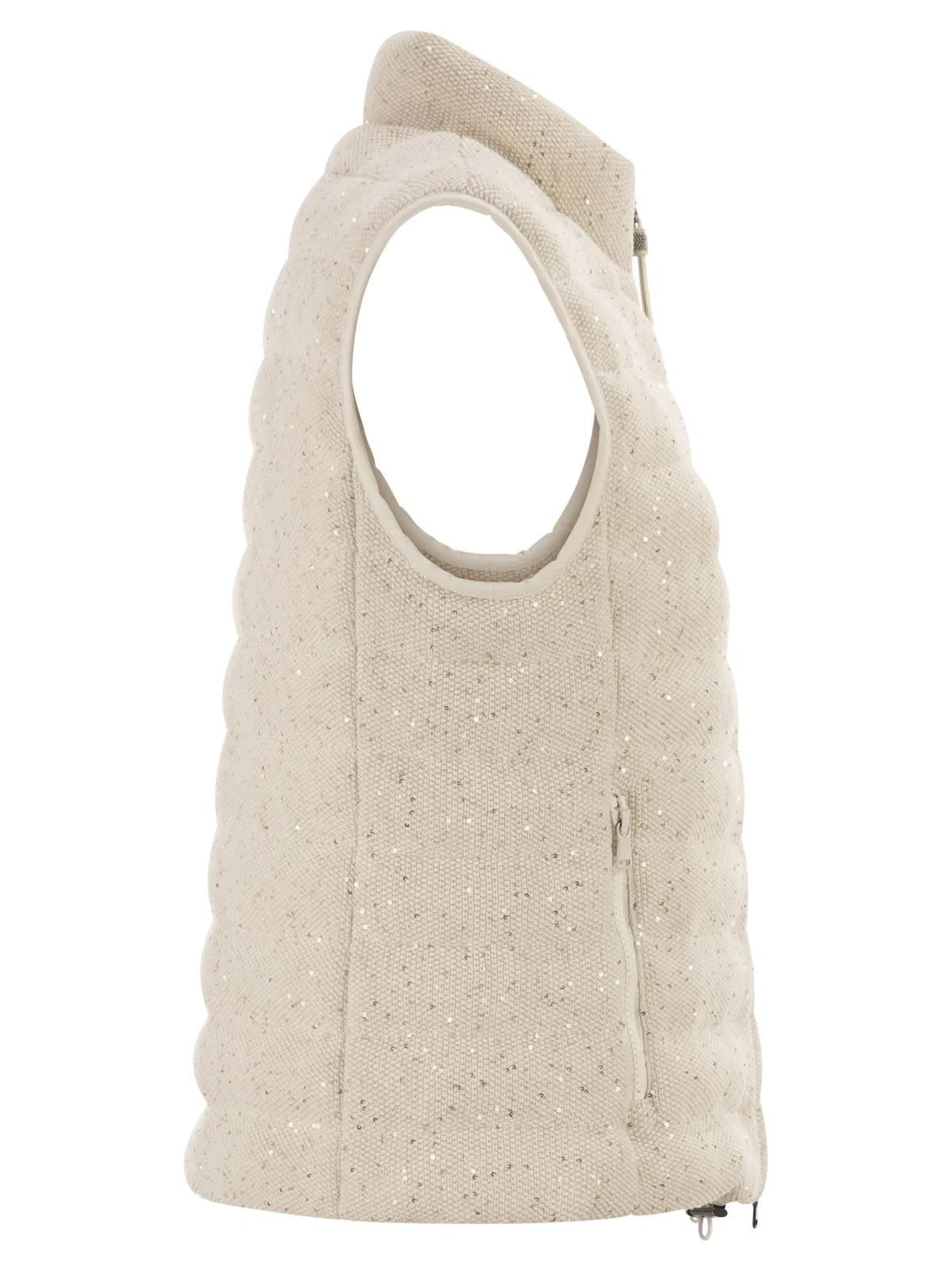 Brunello Cucinelli Padded Cotton Waistcoat With Sequins And