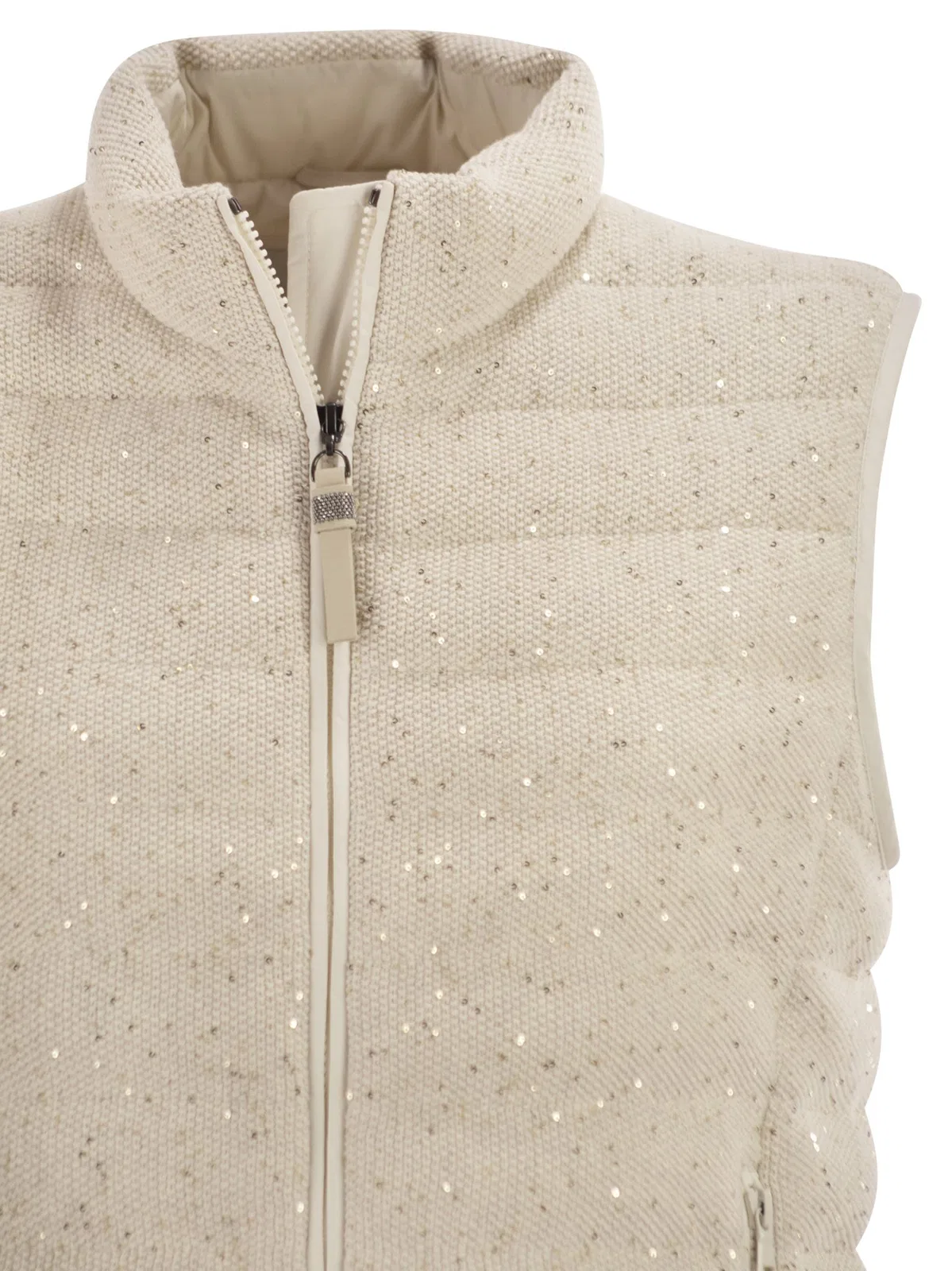 Brunello Cucinelli Padded Cotton Waistcoat With Sequins And