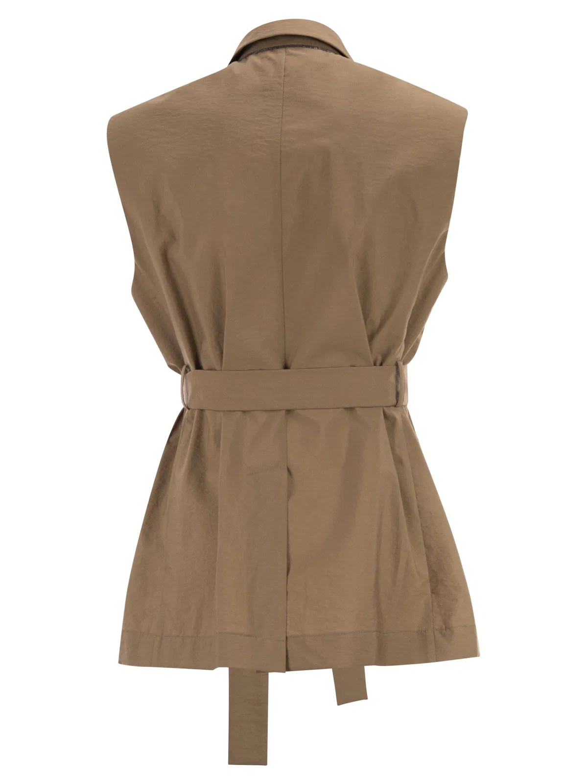 Brunello Cucinelli Techno Cotton Poplin Waistcoat With Belt