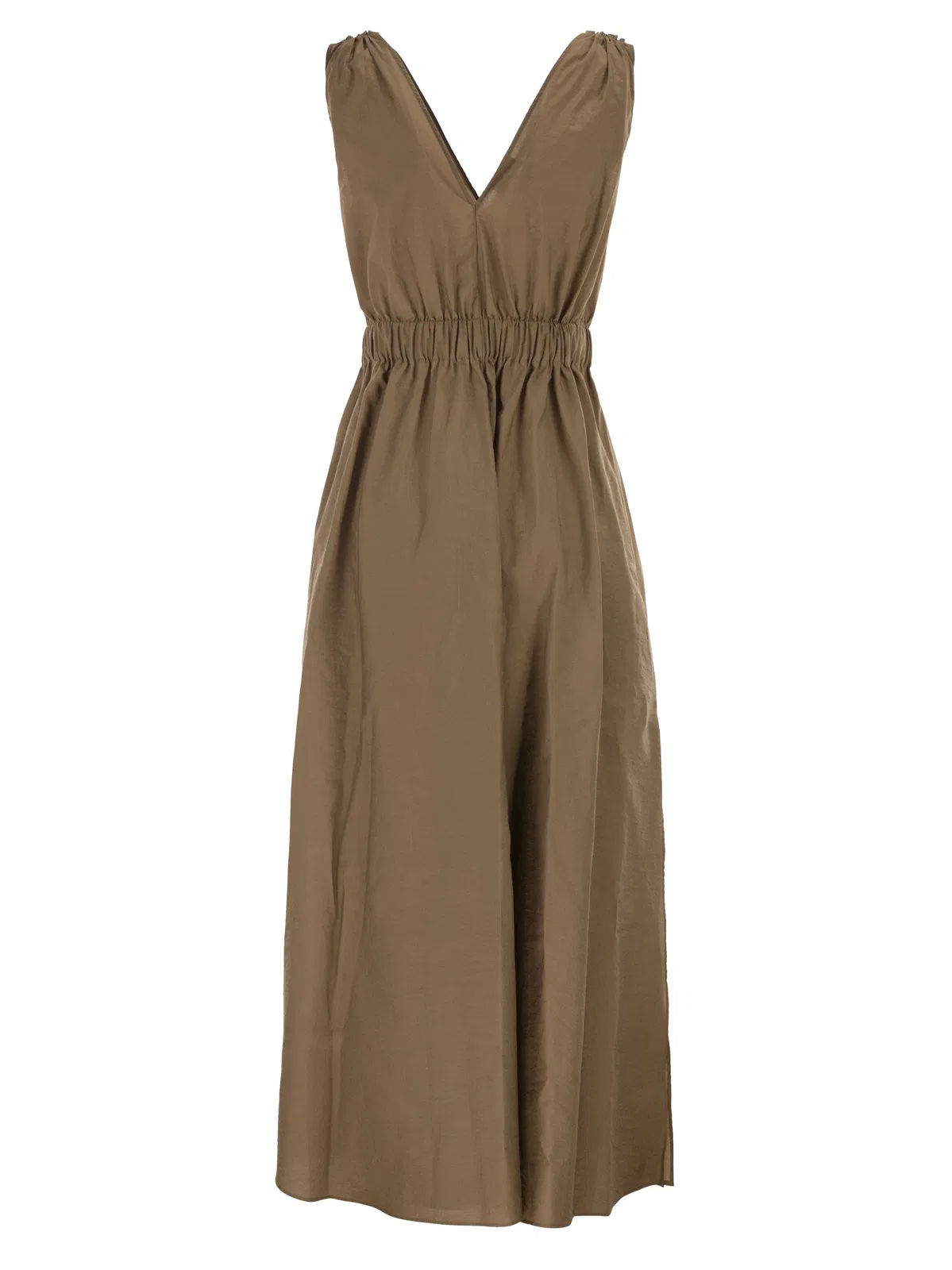 Brunello Cucinelli Techno Cotton Poplin Dress With Belt And