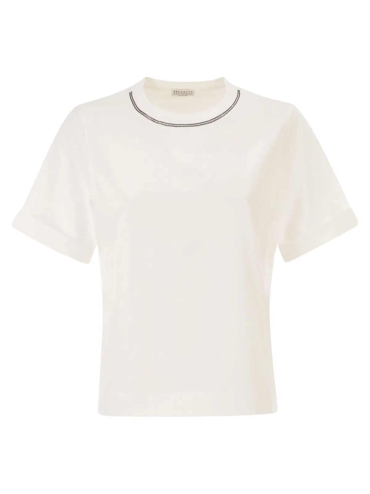 Brunello Cucinelli Cotton Jersey T-Shirt With Shiny Trims