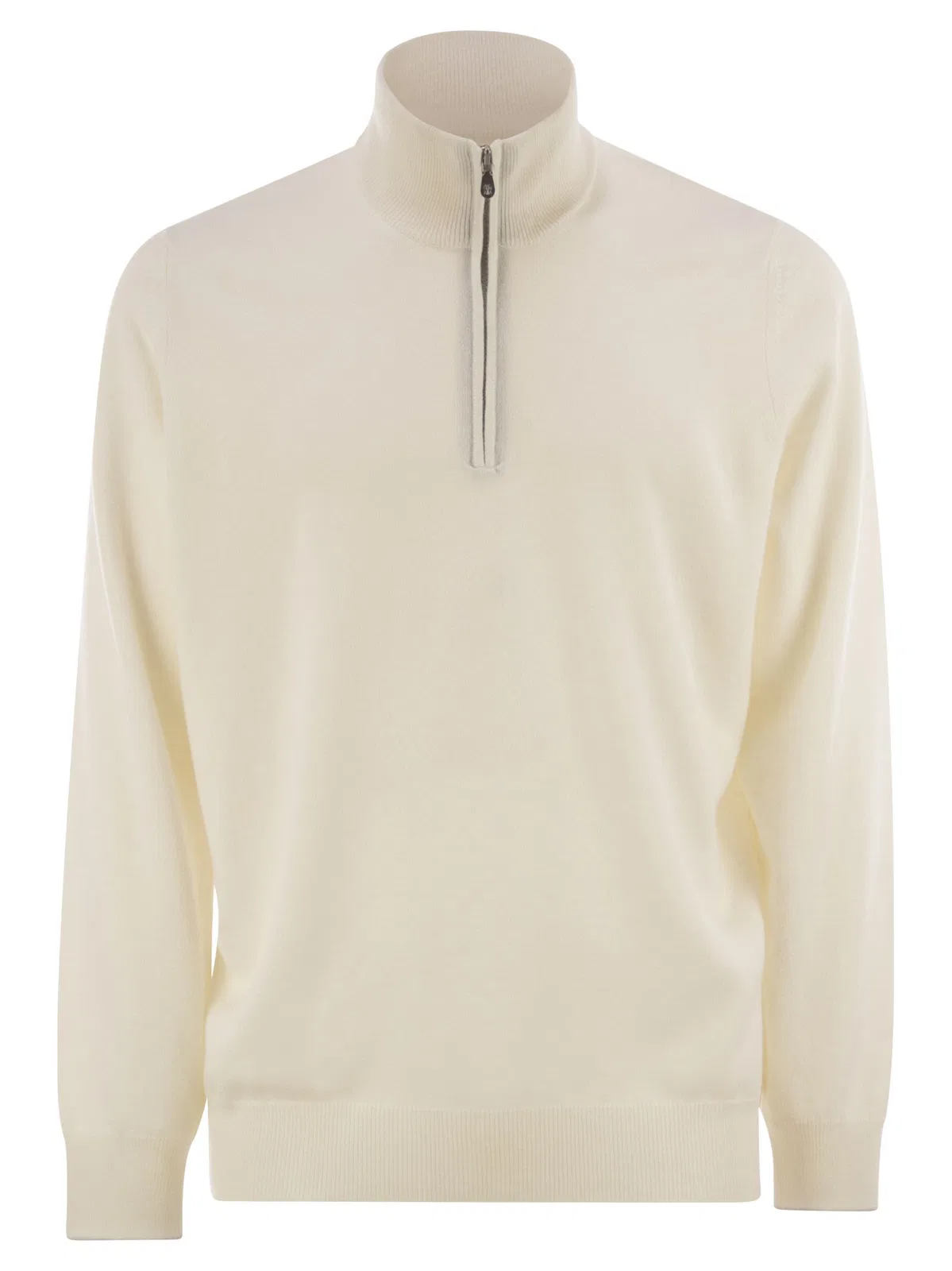 Brunello Cucinelli High-Necked Cashmere Sweater With Zip Op