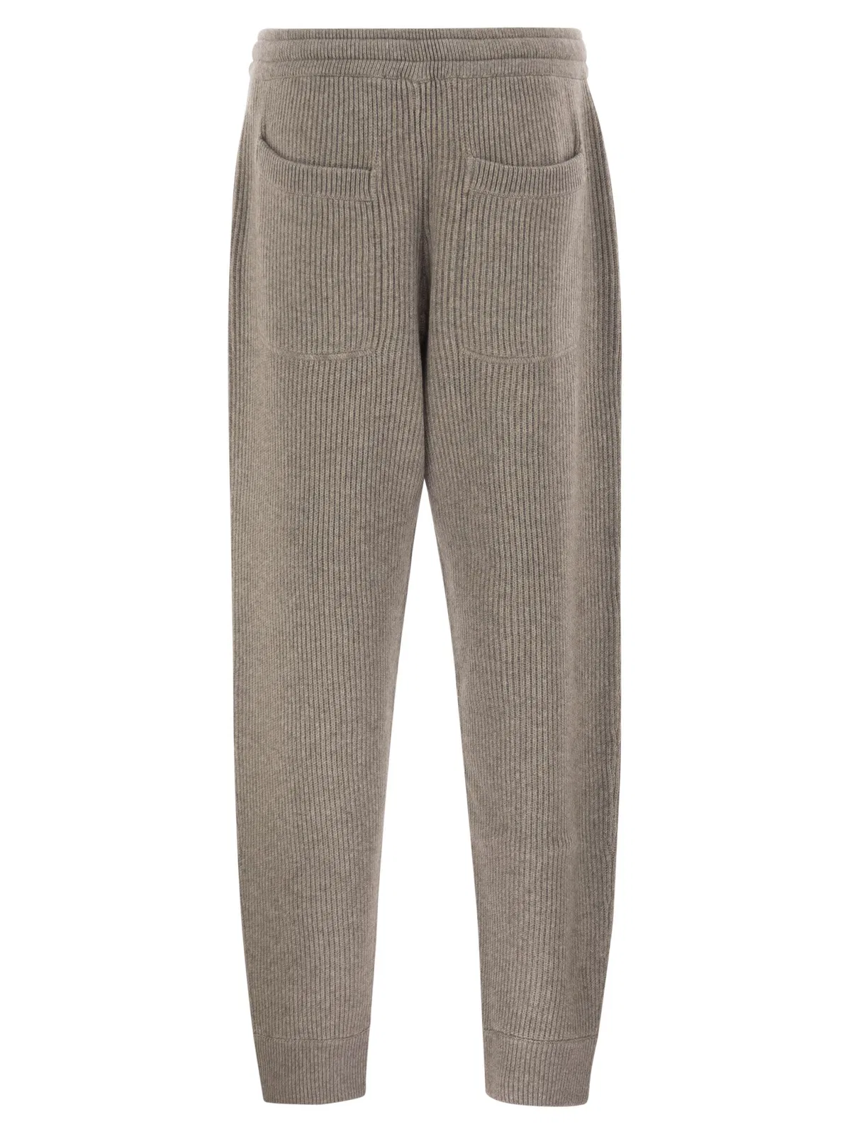 Brunello Cucinelli Cashmere Rib Knit Joggers With Drawstrin