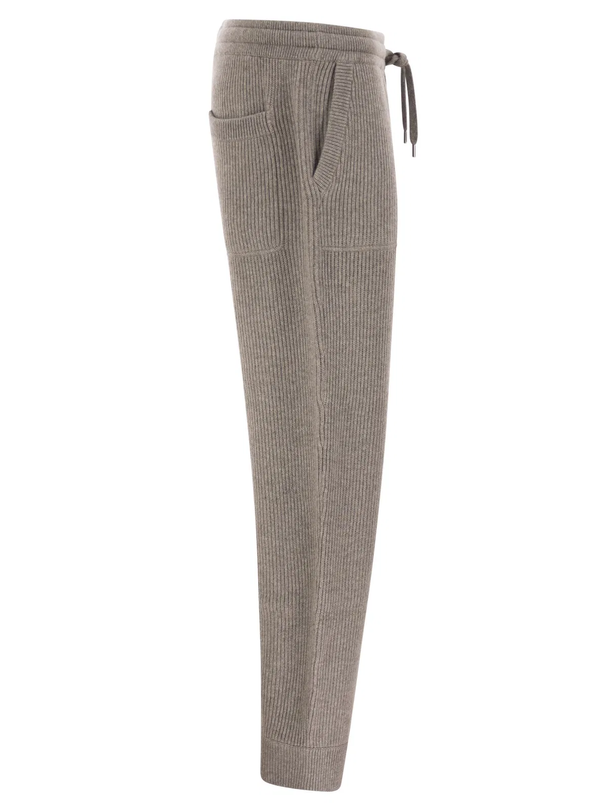 Brunello Cucinelli Cashmere Rib Knit Joggers With Drawstrin