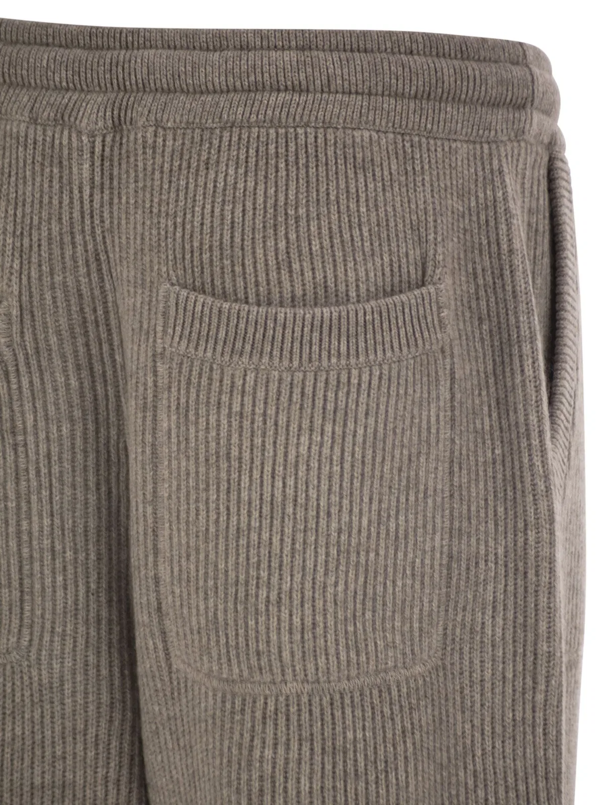 Brunello Cucinelli Cashmere Rib Knit Joggers With Drawstrin