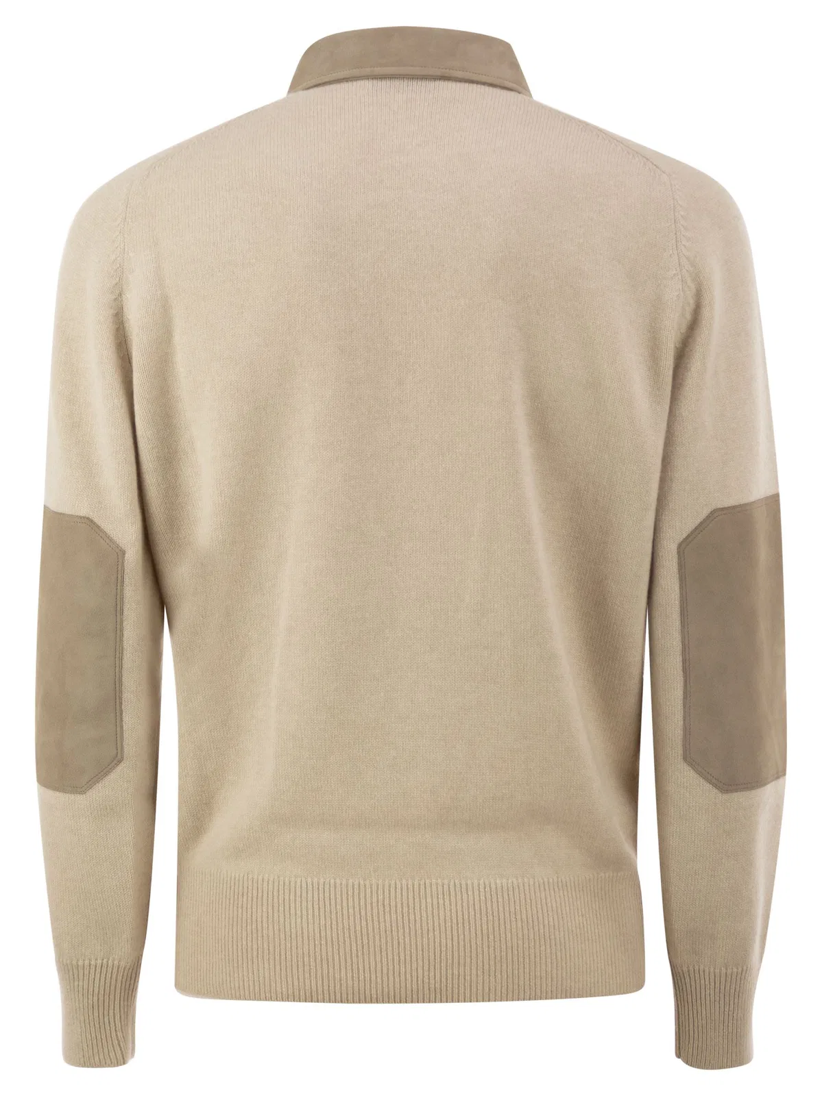 Brunello Cucinelli Pure Cashmere Polo Jumper With Leather D