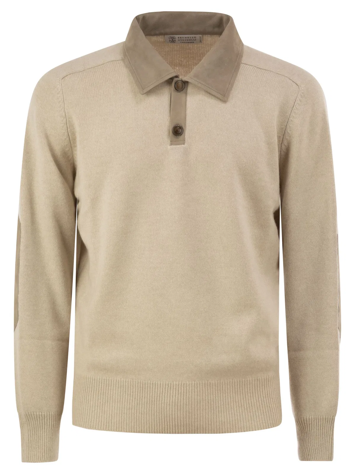 Brunello Cucinelli Pure Cashmere Polo Jumper With Leather D