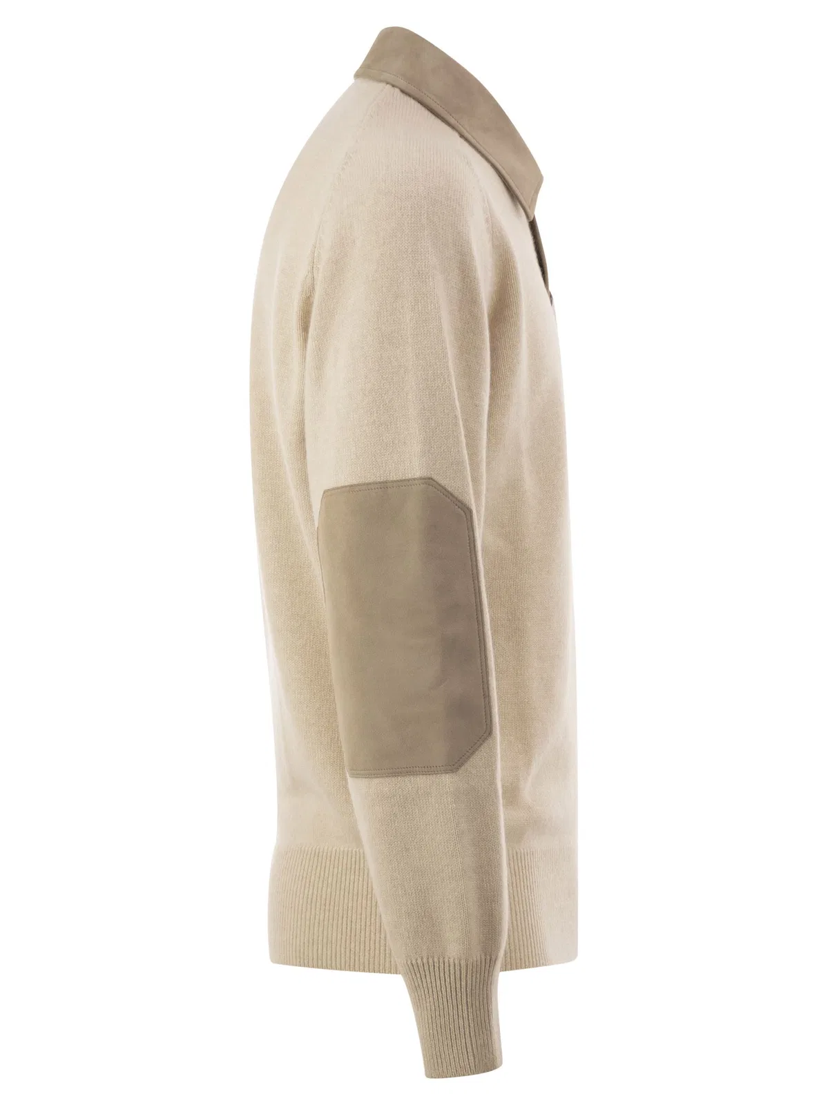 Brunello Cucinelli Pure Cashmere Polo Jumper With Leather D