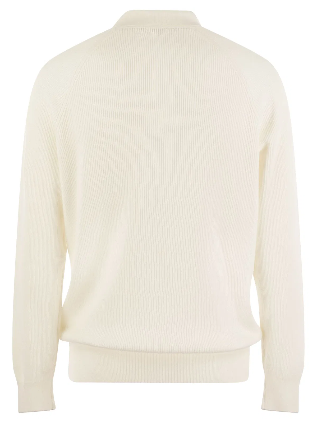 Brunello Cucinelli Cotton Rib Knit Polo Shirt With Long Rag