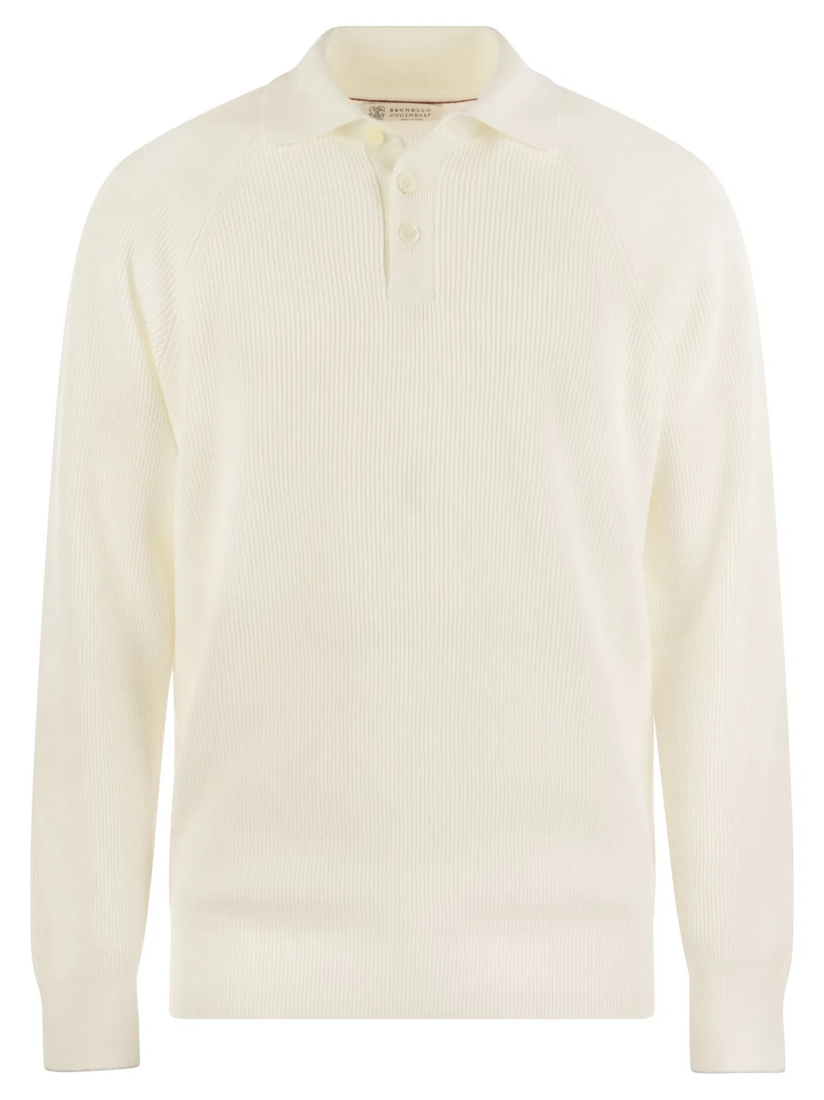 Brunello Cucinelli Cotton Rib Knit Polo Shirt With Long Rag
