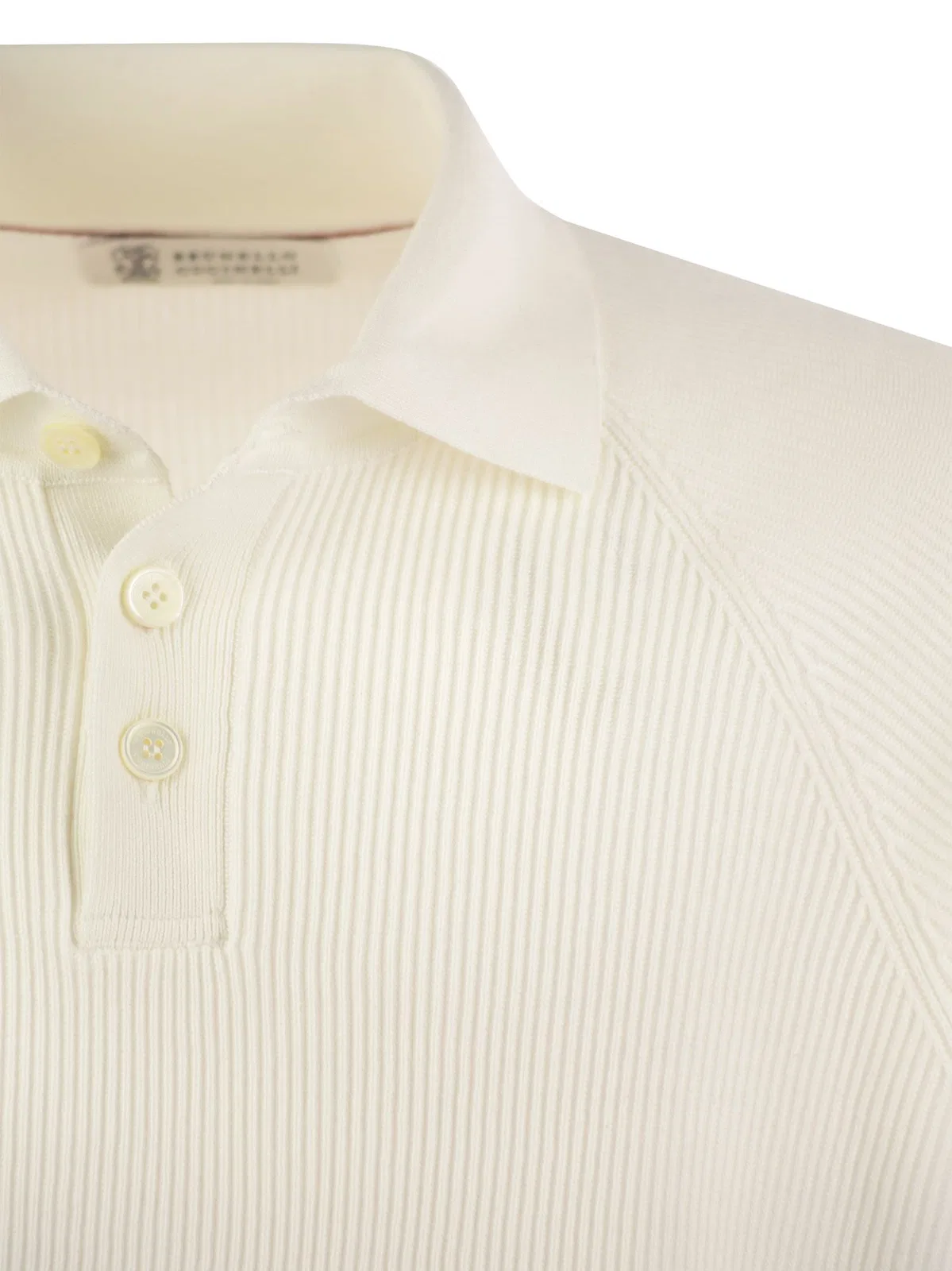 Brunello Cucinelli Cotton Rib Knit Polo Shirt With Long Rag
