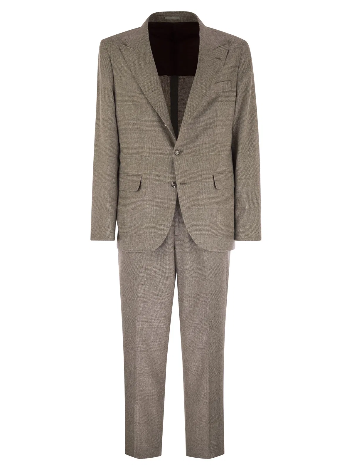Brunello Cucinelli Prince Of Wales Flannel Suit In Silk, Wo