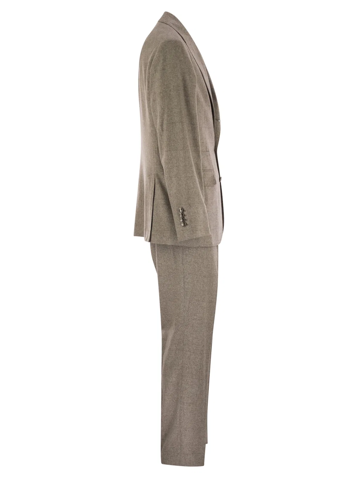 Brunello Cucinelli Prince Of Wales Flannel Suit In Silk, Wo