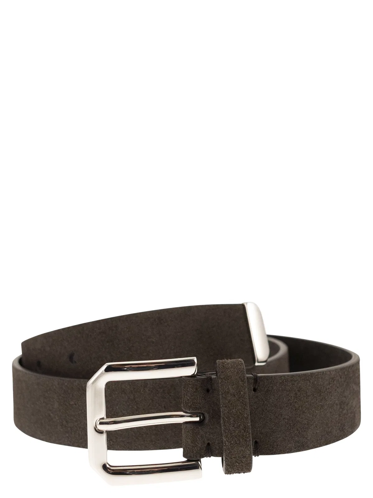 Brunello Cucinelli Inverted Leather Belt With Square Buckle