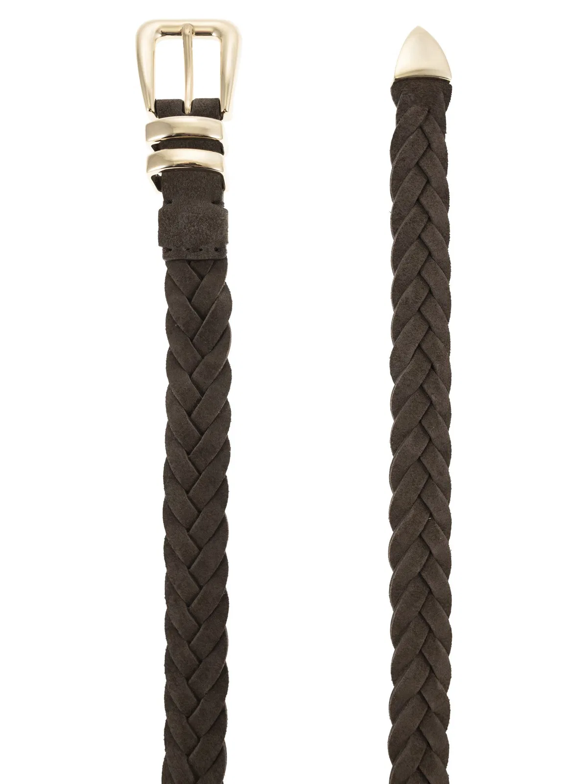 Brunello Cucinelli Reversed Calfskin Belt With Braided Tip