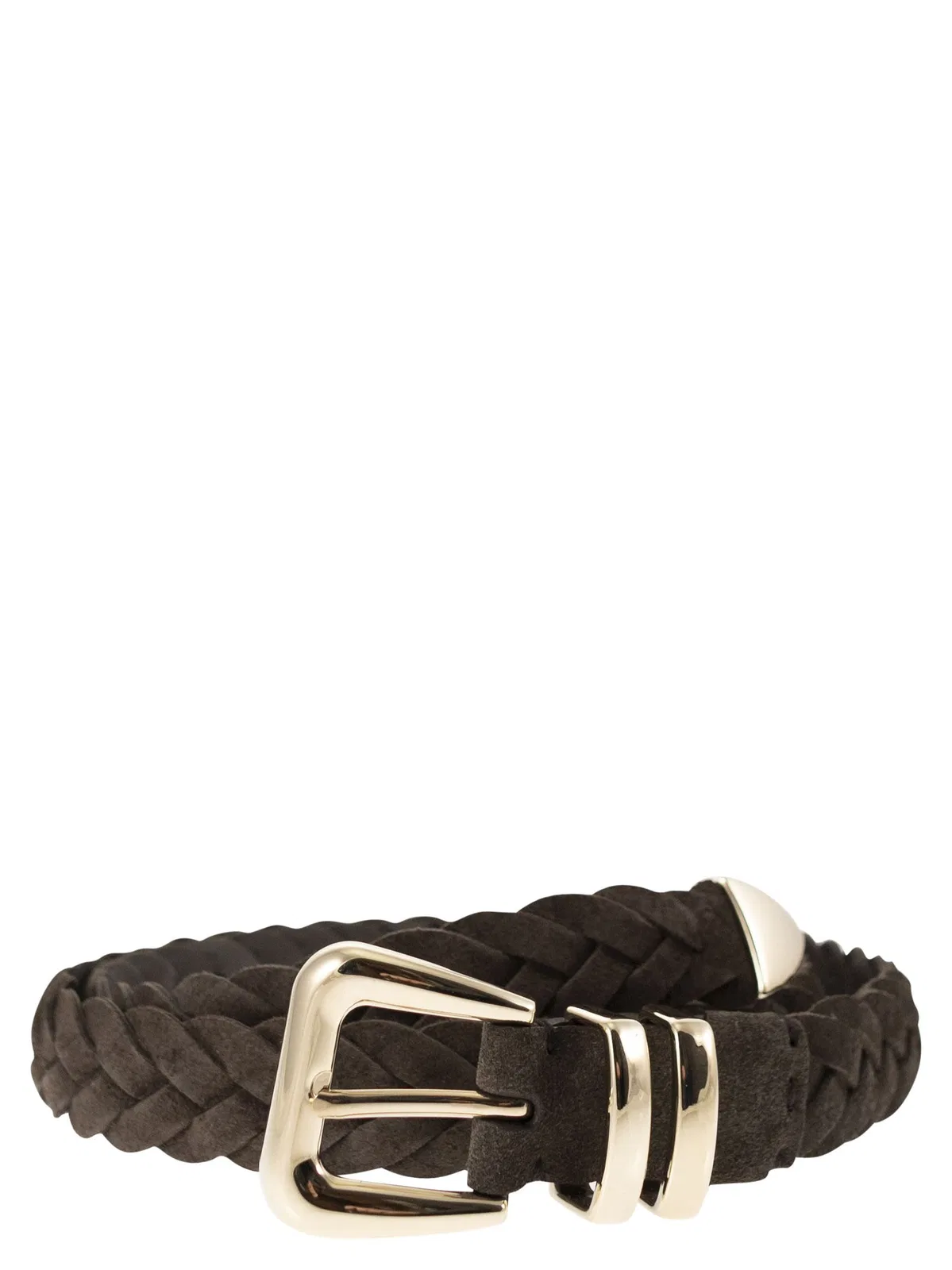 Brunello Cucinelli Reversed Calfskin Belt With Braided Tip