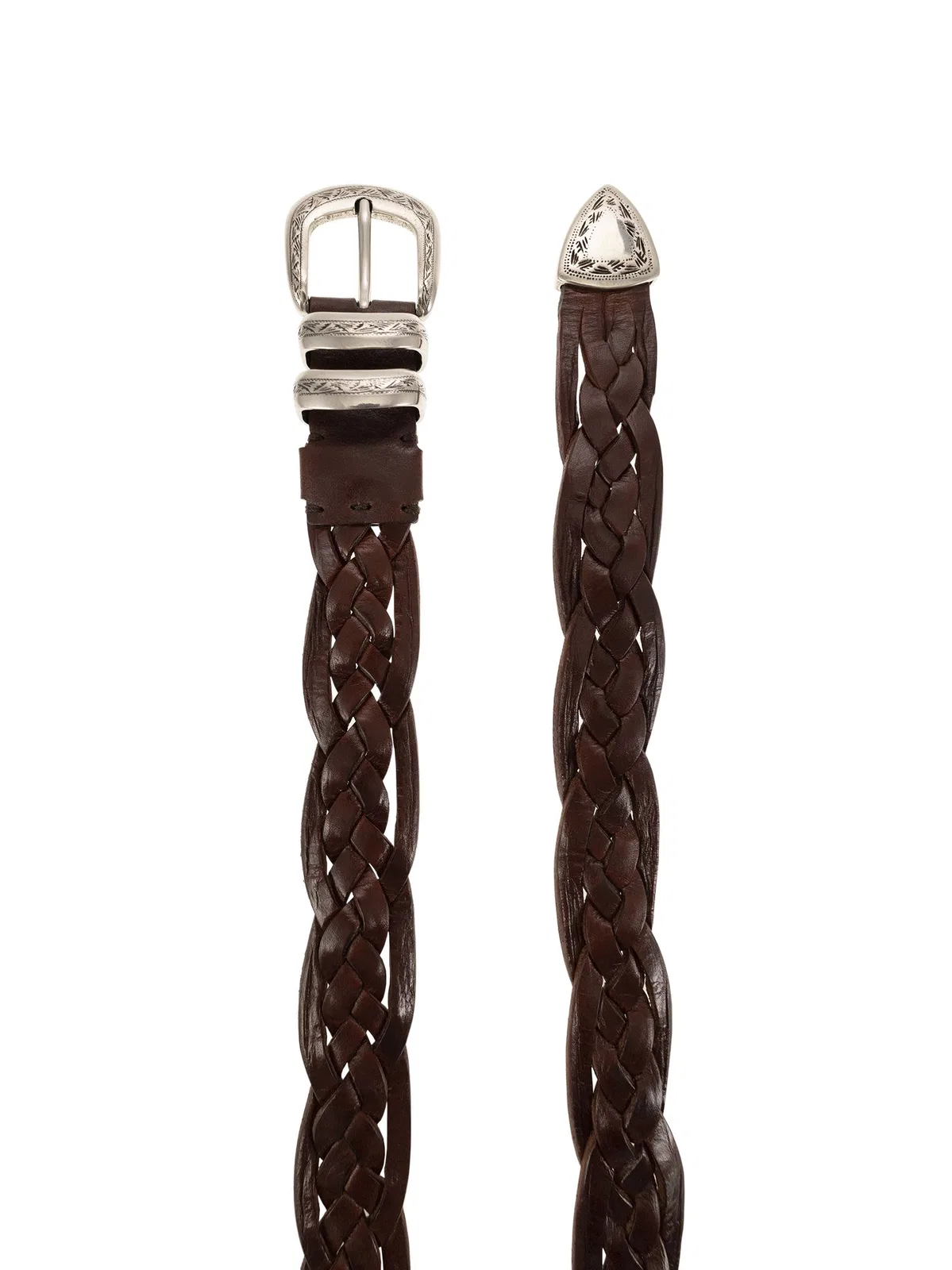 Brunello Cucinelli Braided Calfskin Belt With Detailed Buck