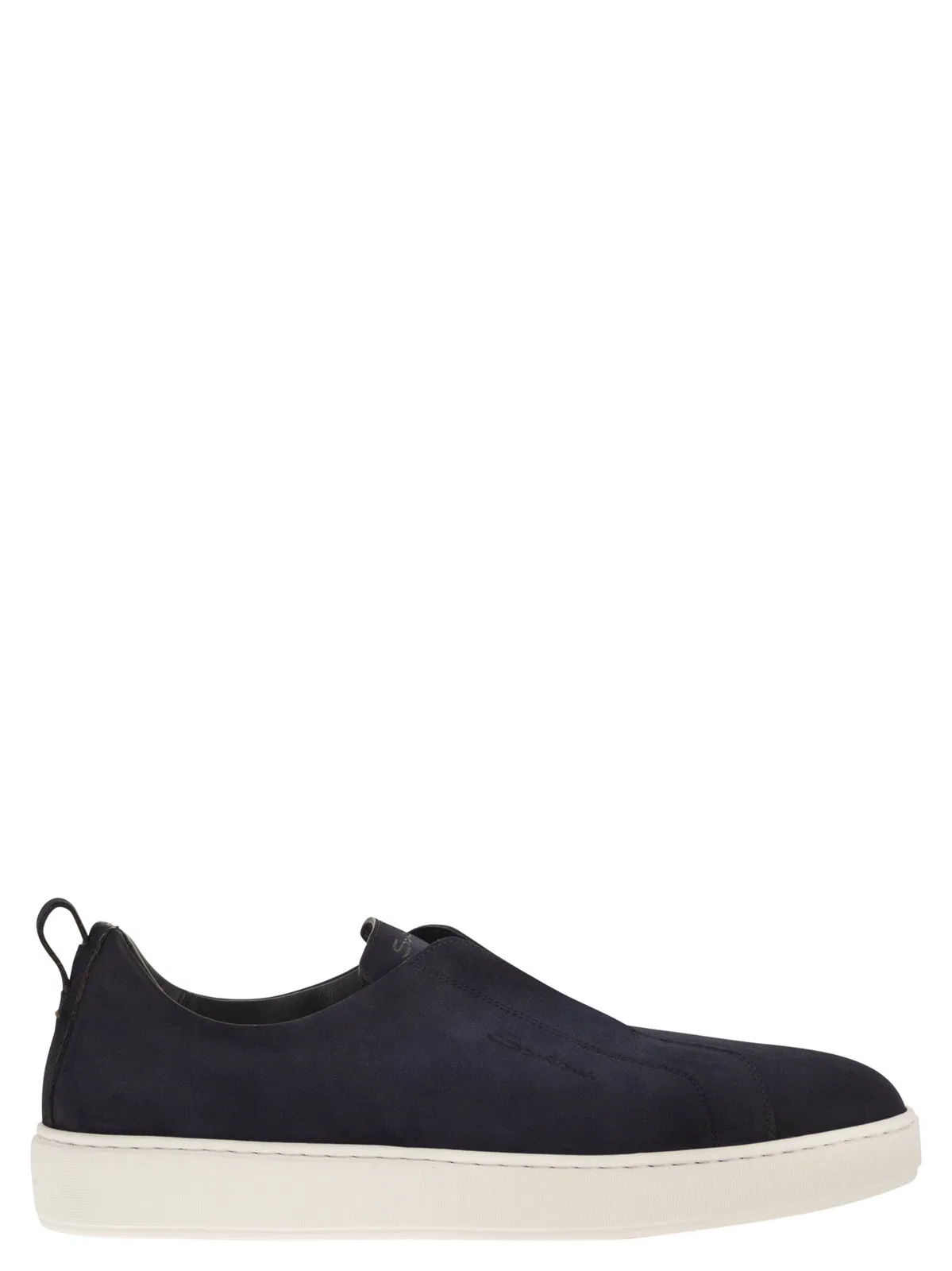 Santoni Suede Leather Slip-On Trainers With Rubb