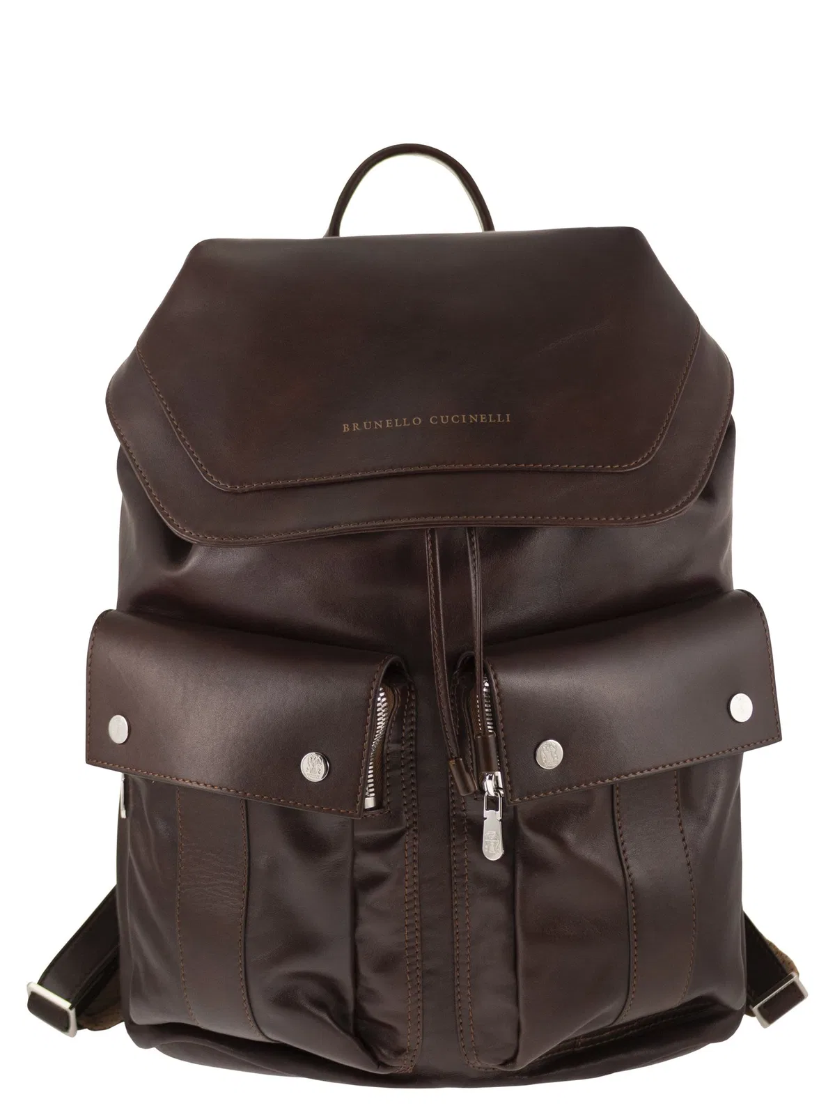 Brunello Cucinelli Leather Backpack With Utility Pockets