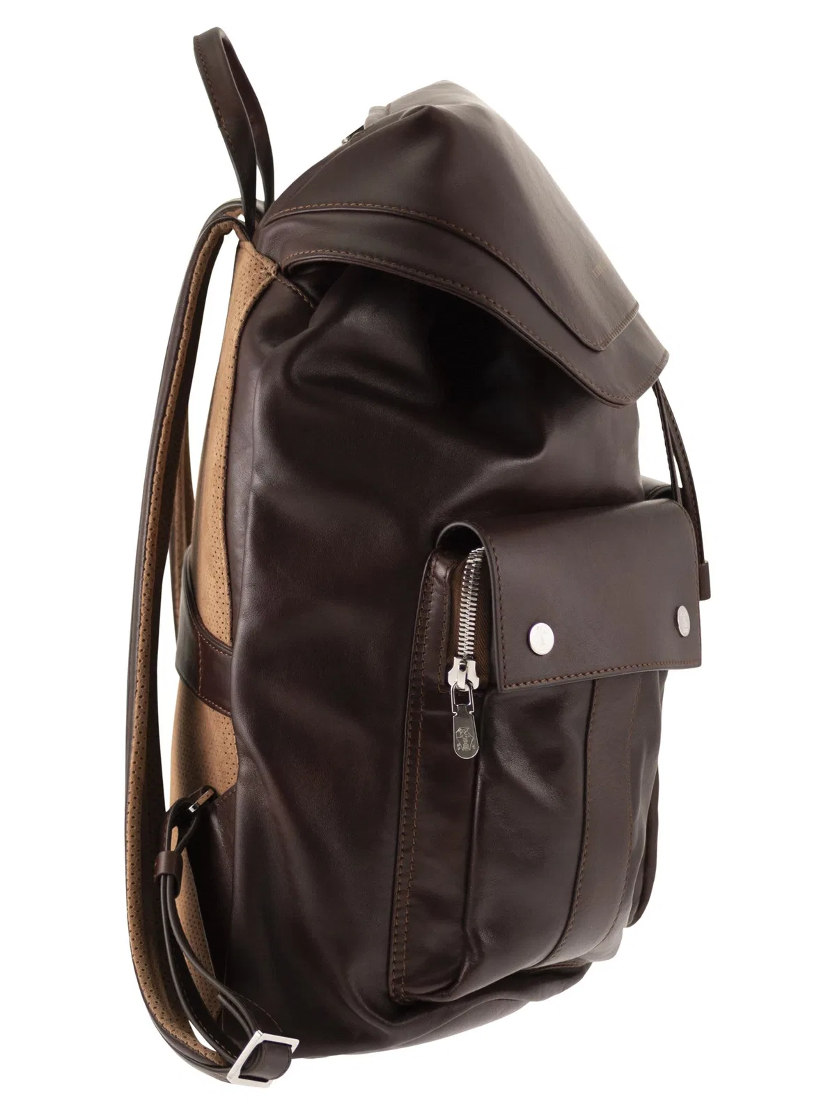 Brunello Cucinelli Leather Backpack With Utility Pockets