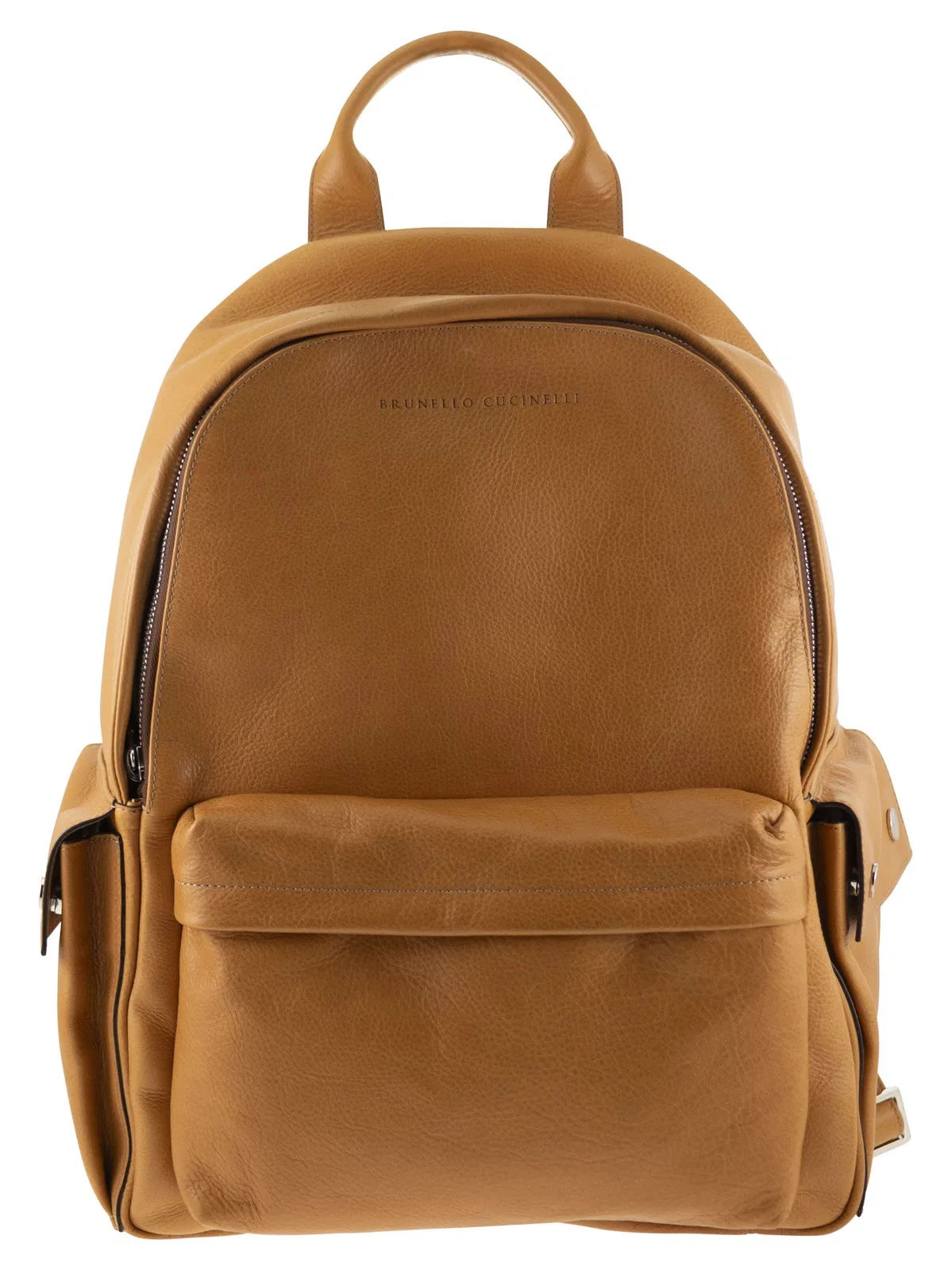 Brunello Cucinelli Grained Leather Backpack With Patch Pock