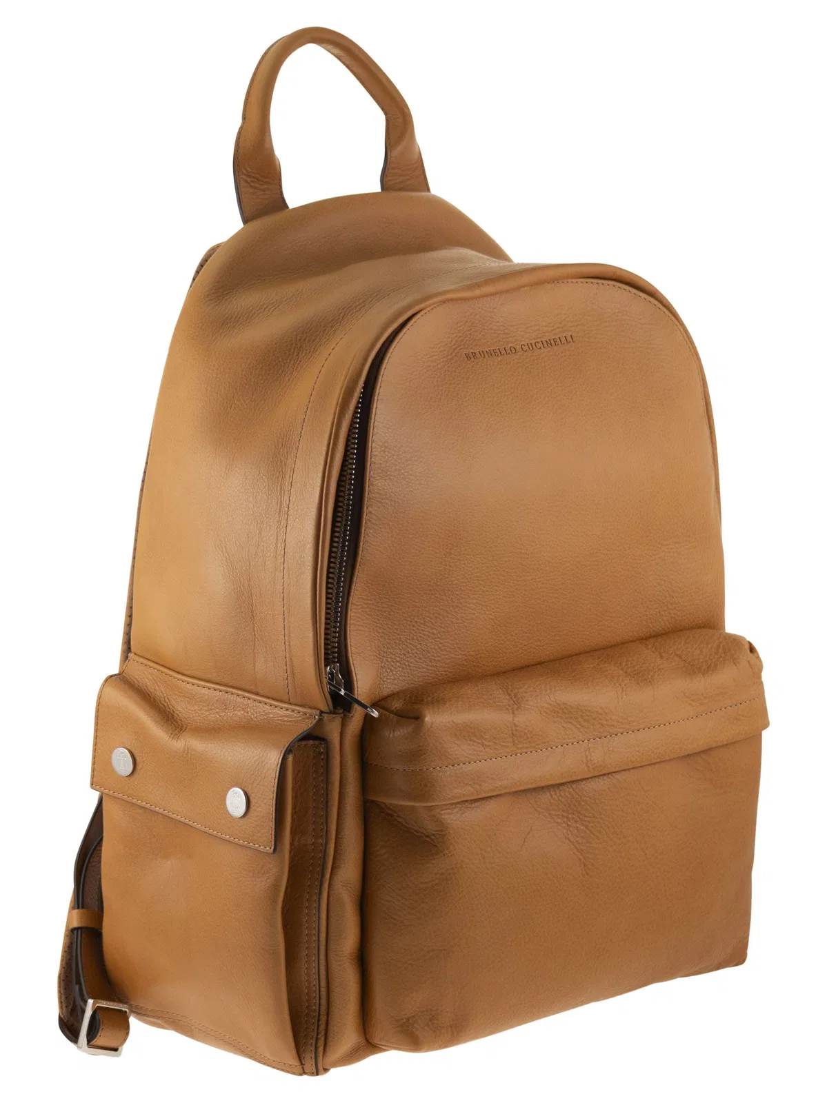 Brunello Cucinelli Grained Leather Backpack With Patch Pock