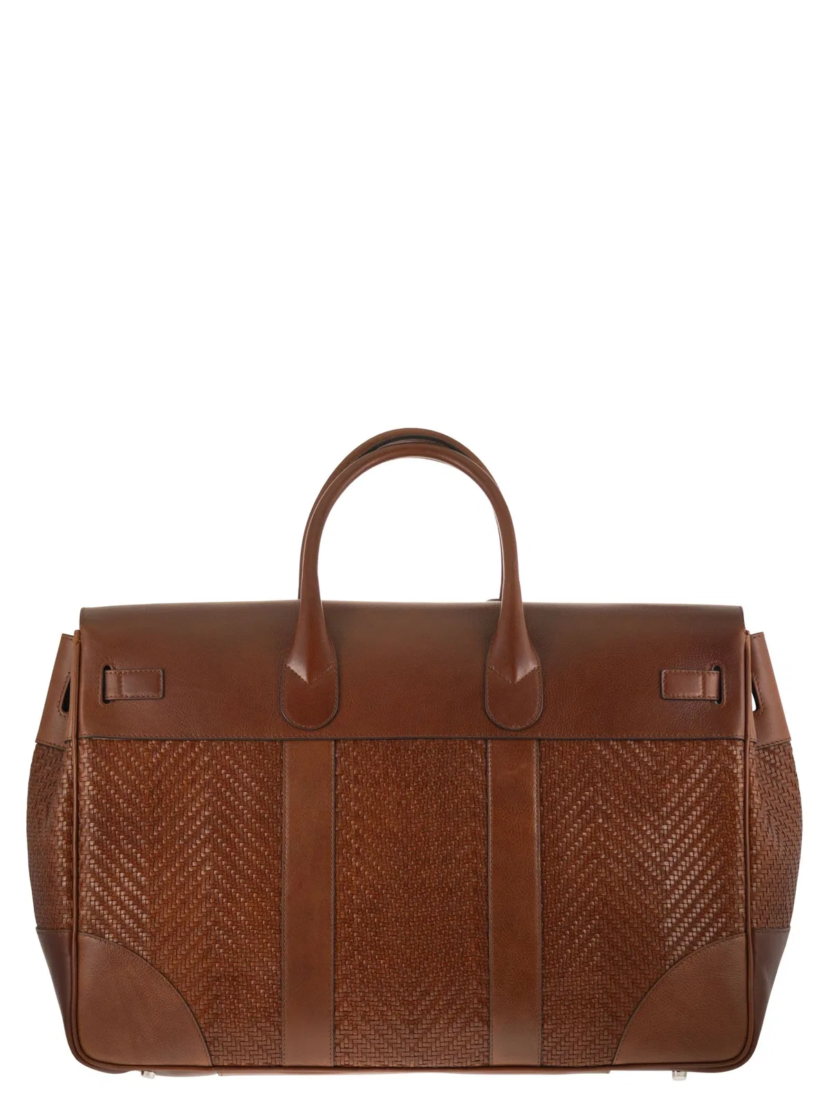 Brunello Cucinelli Country Bag In Woven Calfskin And Cowhid