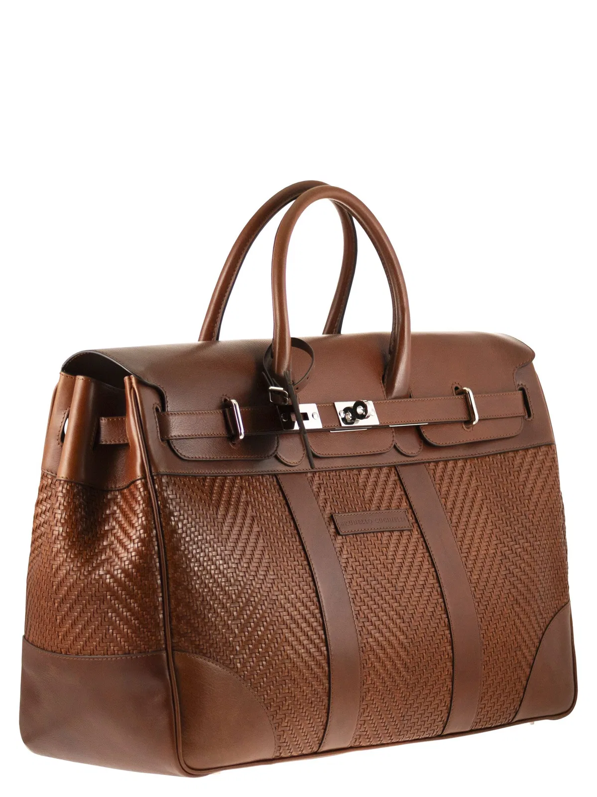 Brunello Cucinelli Country Bag In Woven Calfskin And Cowhid