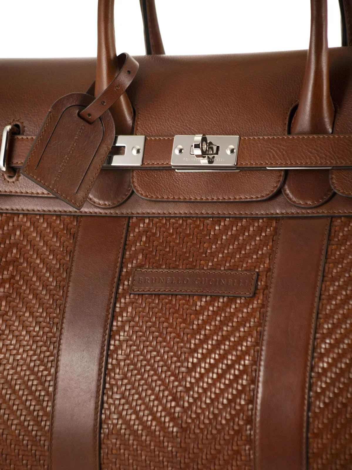 Brunello Cucinelli Country Bag In Woven Calfskin And Cowhid