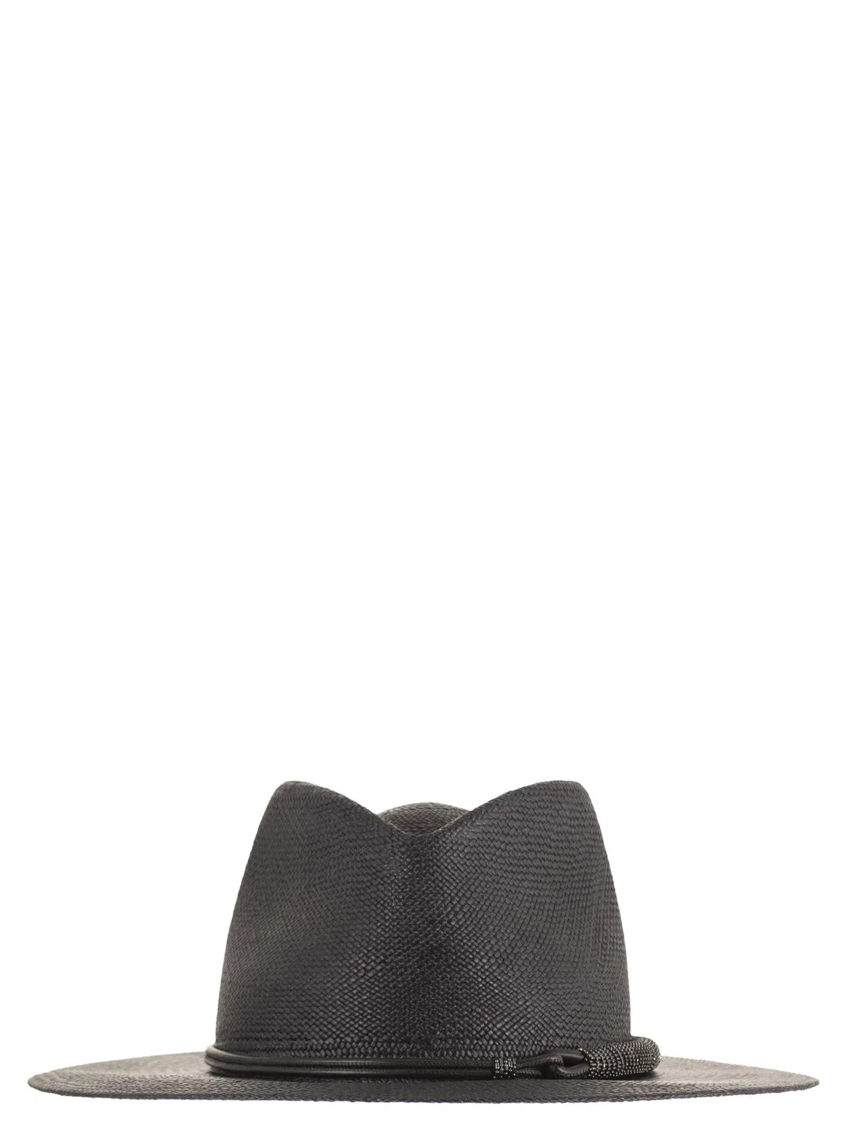 Brunello Cucinelli Straw Fedora With Precious Leather Band