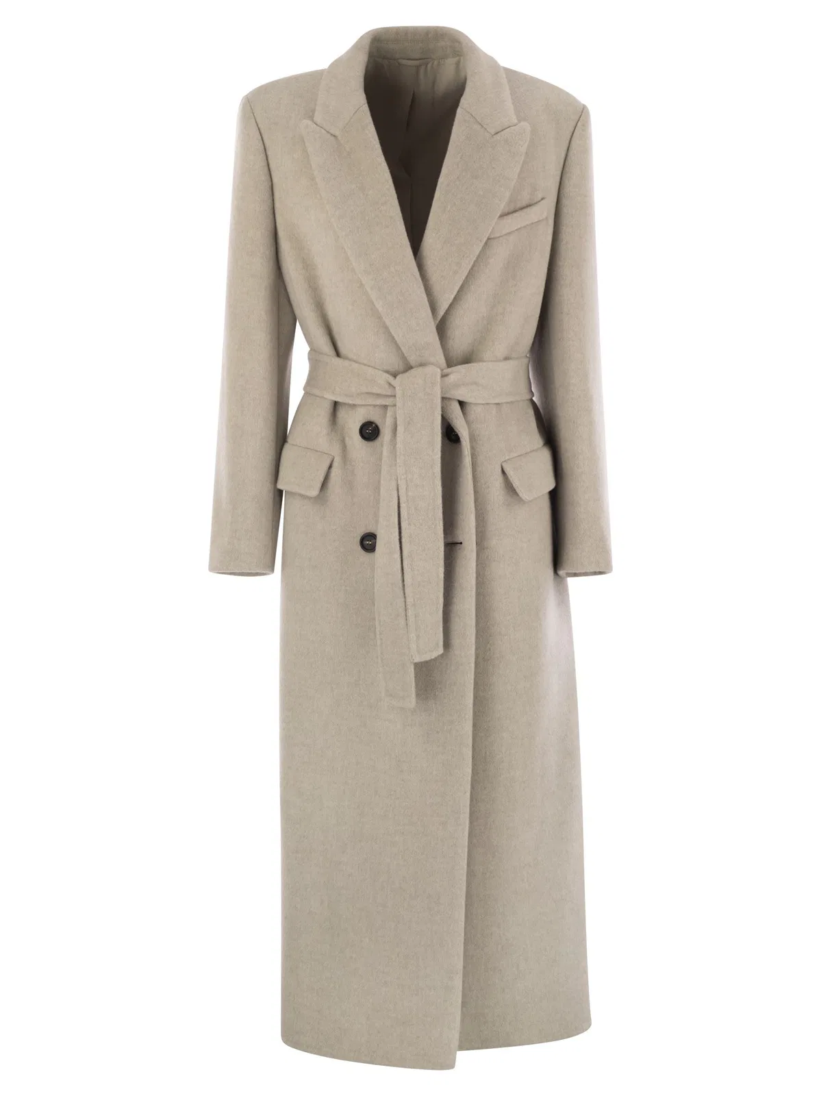Brunello Cucinelli Double-Breasted Coat In Virgin Wool And 
