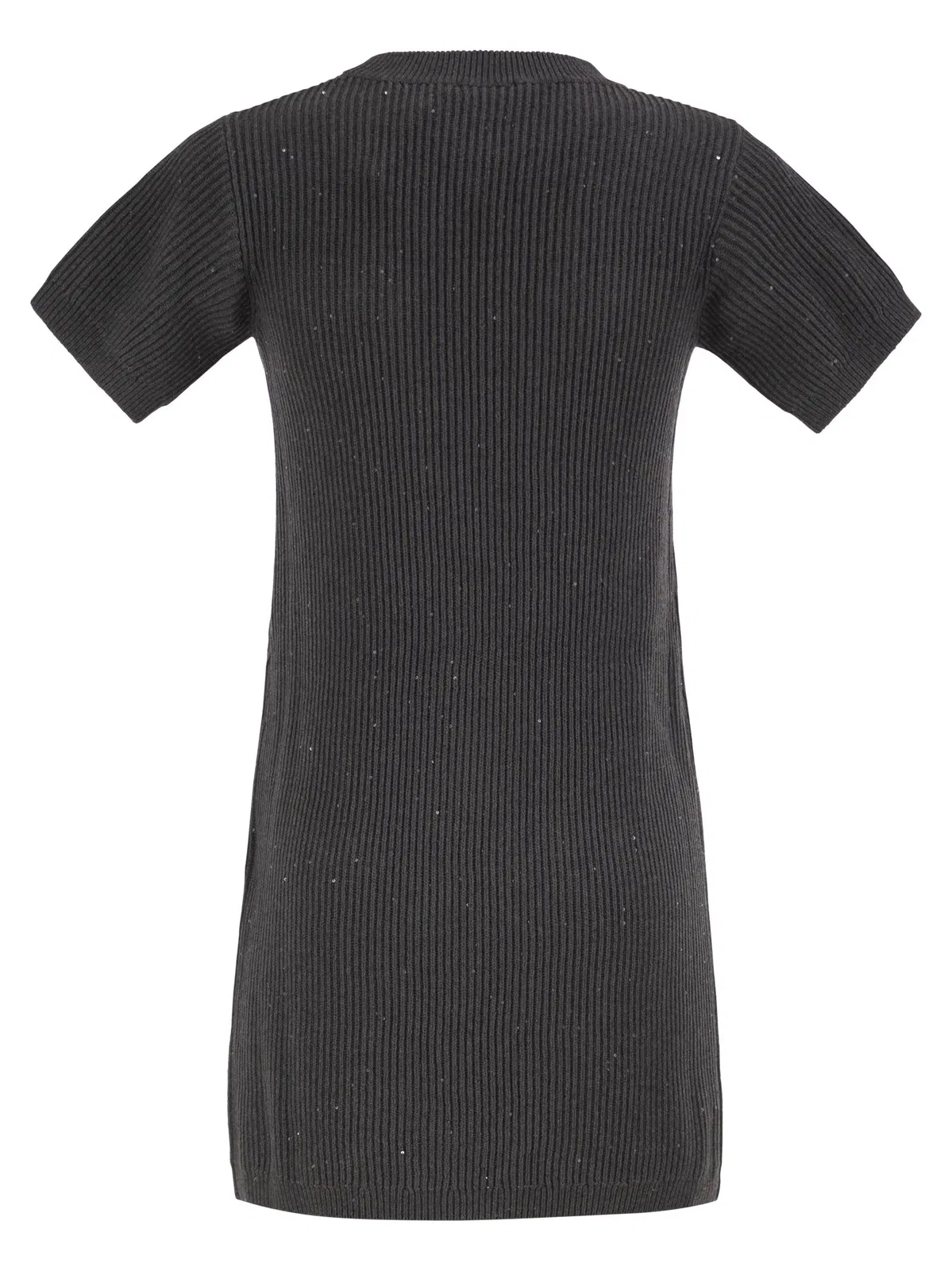 Brunello Cucinelli Ribbed Knit Dress With Sequins And Patch