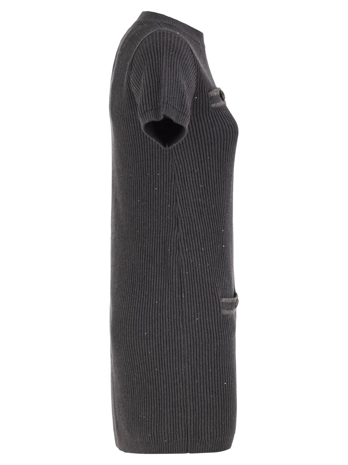 Brunello Cucinelli Ribbed Knit Dress With Sequins And Patch