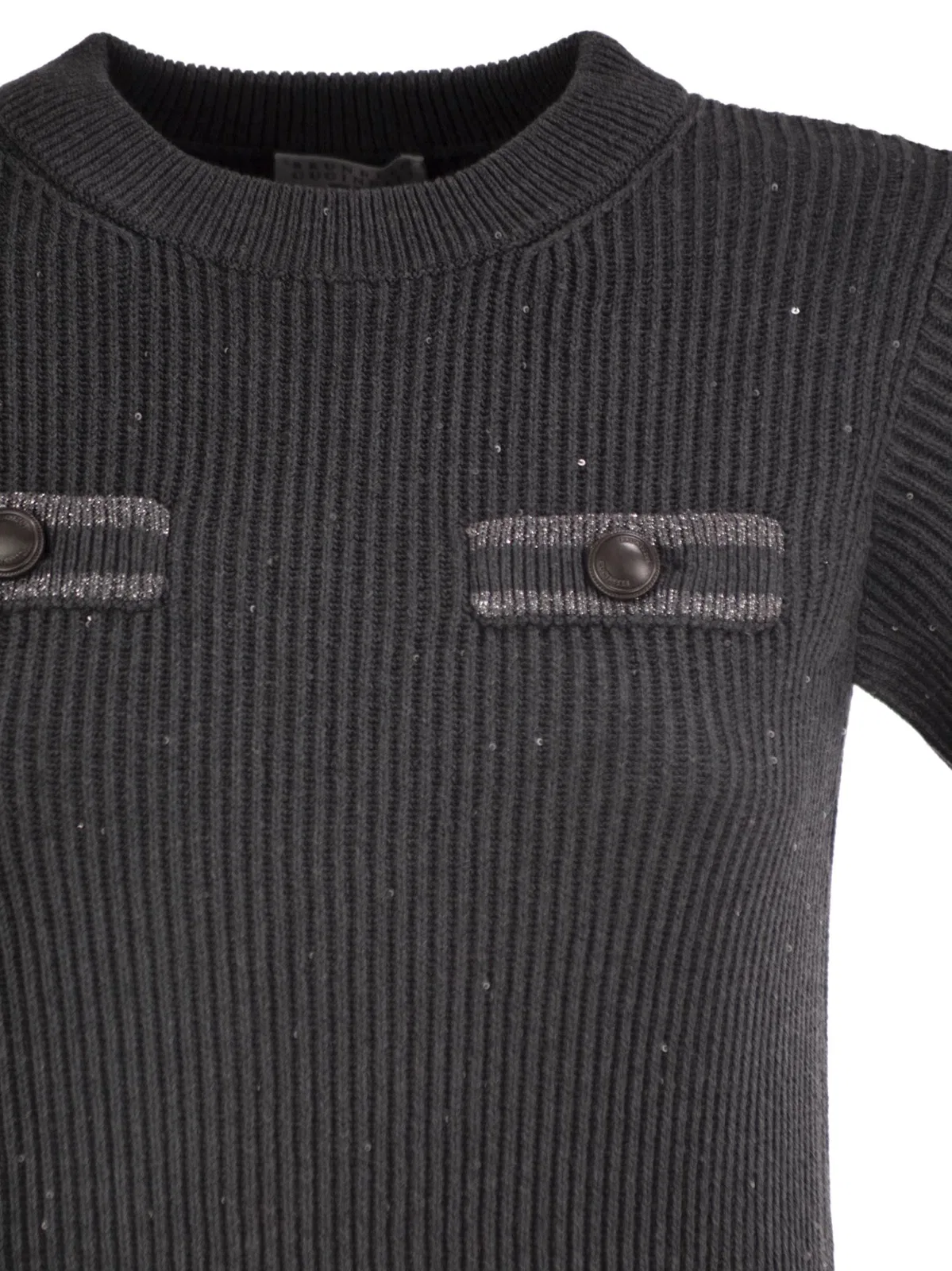 Brunello Cucinelli Ribbed Knit Dress With Sequins And Patch