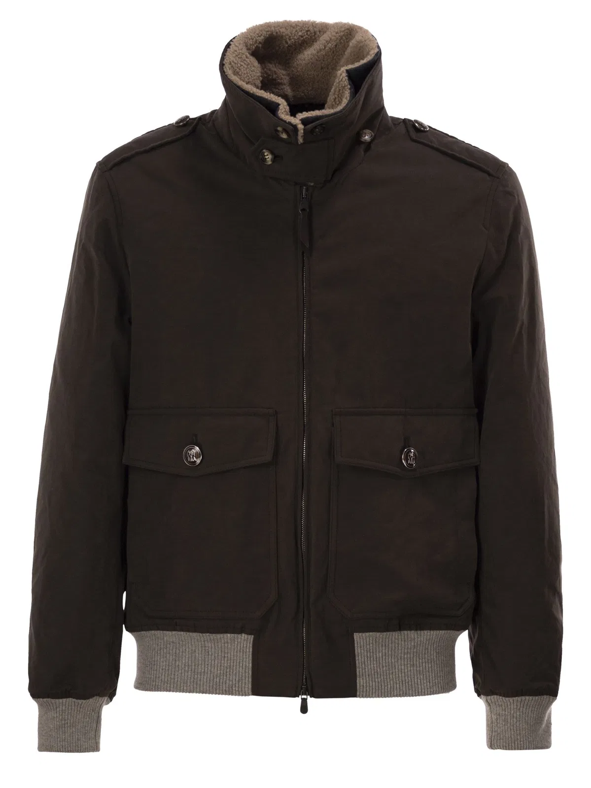 Brunello Cucinelli Padded Bomber Jacket With Shearling Coll