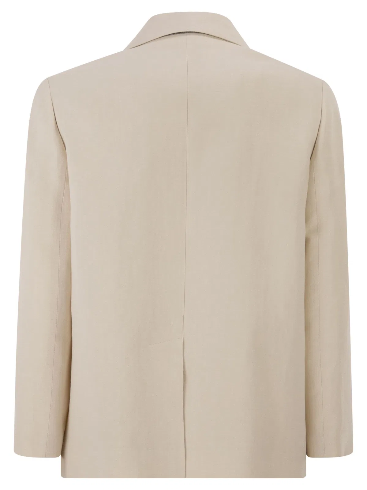Brunello Cucinelli Fluid Viscose And Linen Twill Blazer Wit