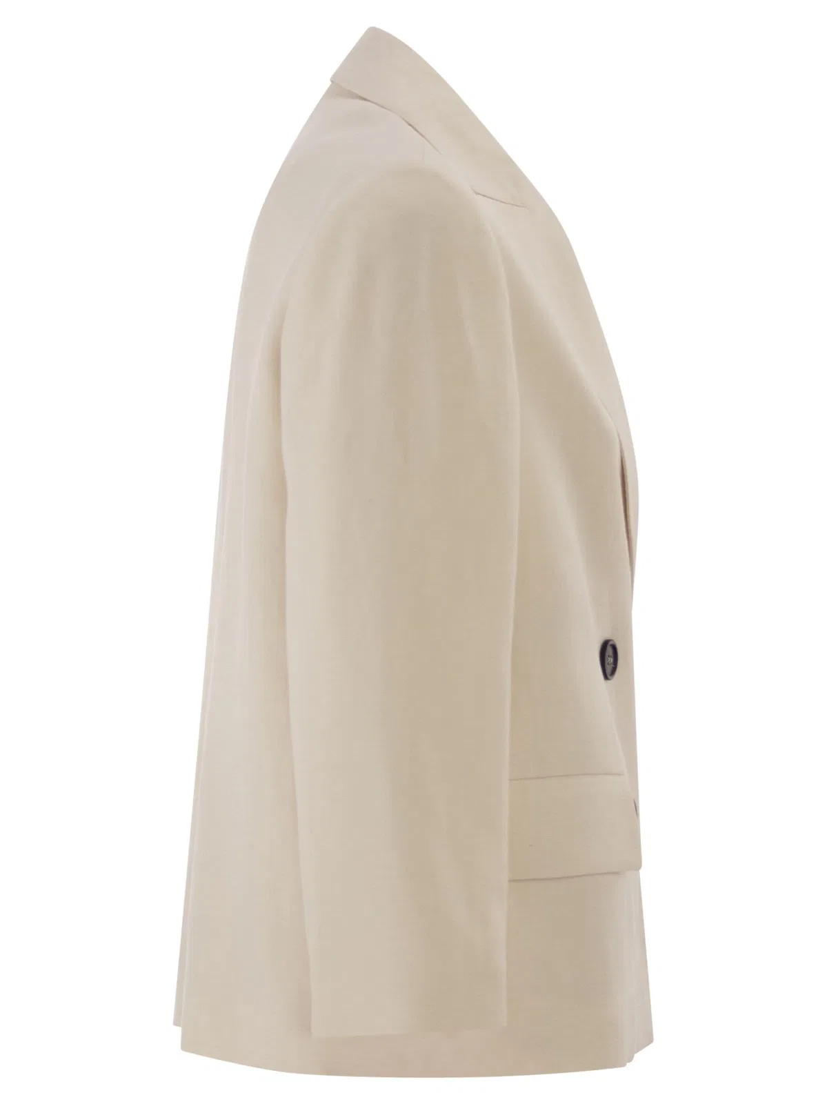Brunello Cucinelli Fluid Viscose And Linen Twill Blazer Wit