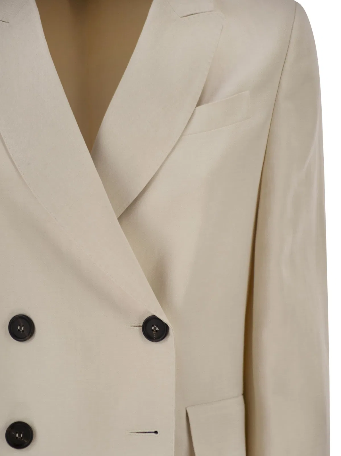 Brunello Cucinelli Fluid Viscose And Linen Twill Blazer Wit
