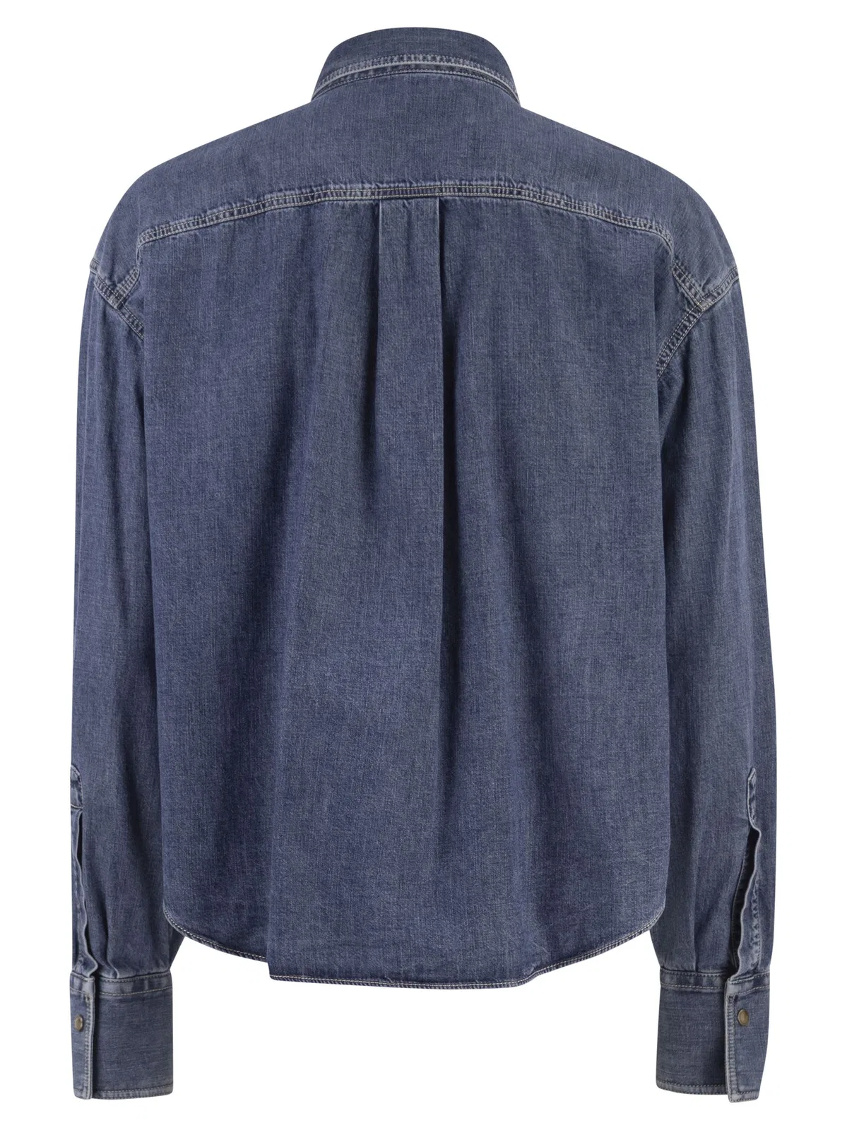 Brunello Cucinelli Cropped Denim Shirt With Patch Pockets