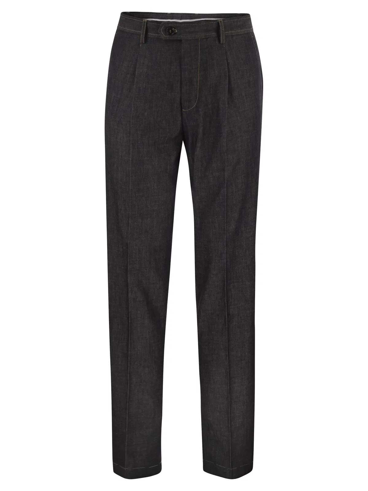 Brunello Cucinelli Tailored Cotton Denim Trousers With Plea