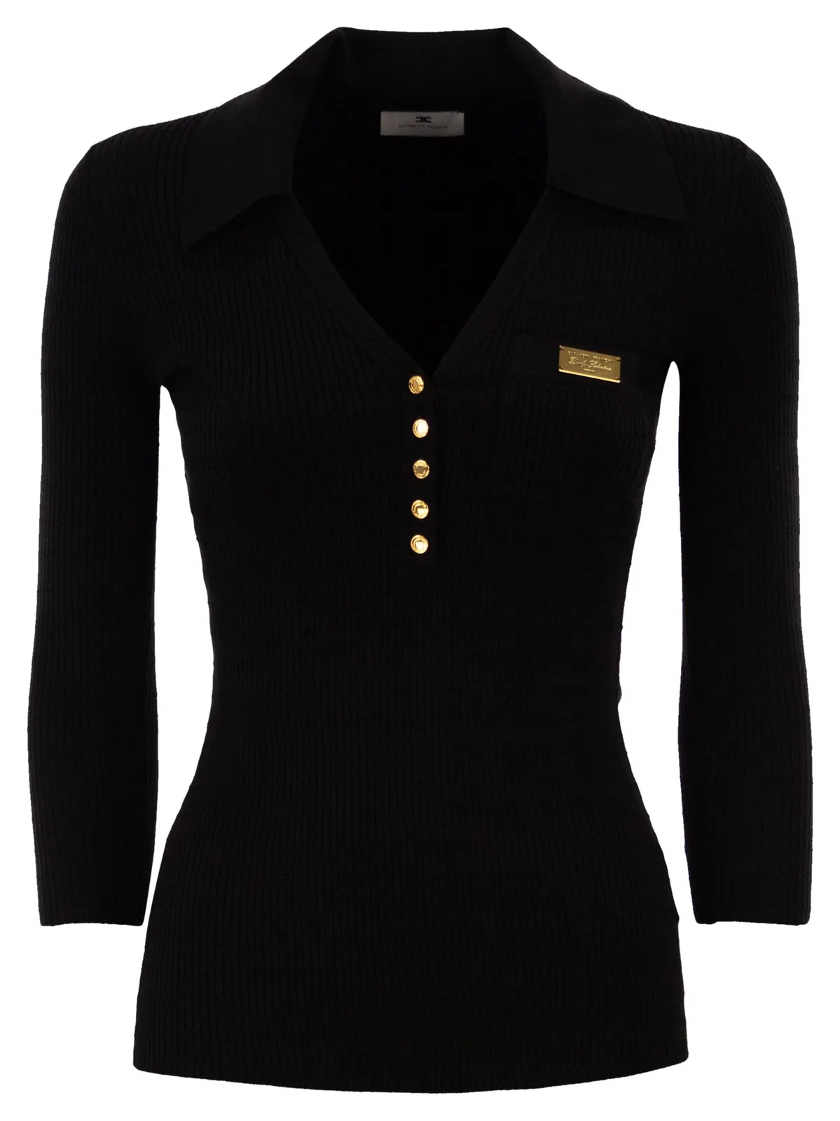 Elisabetta Franchi Micro-Cable Knit Polo Shirt