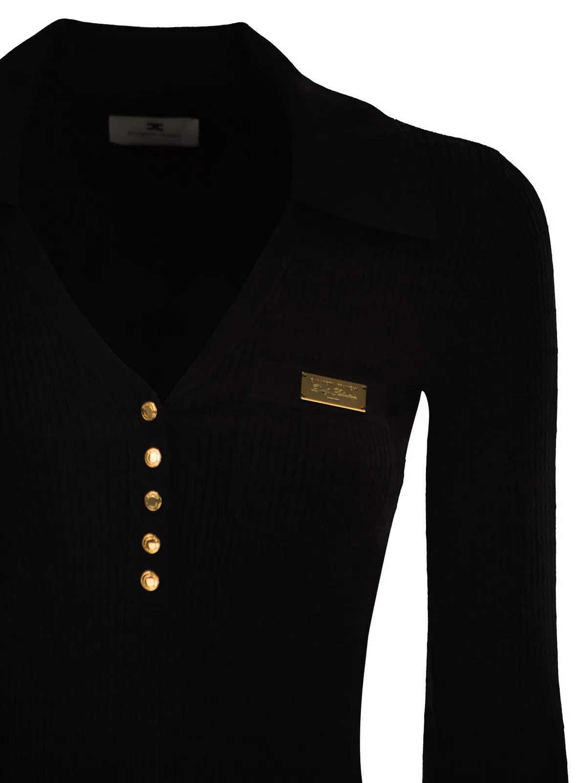 Elisabetta Franchi Micro-Cable Knit Polo Shirt