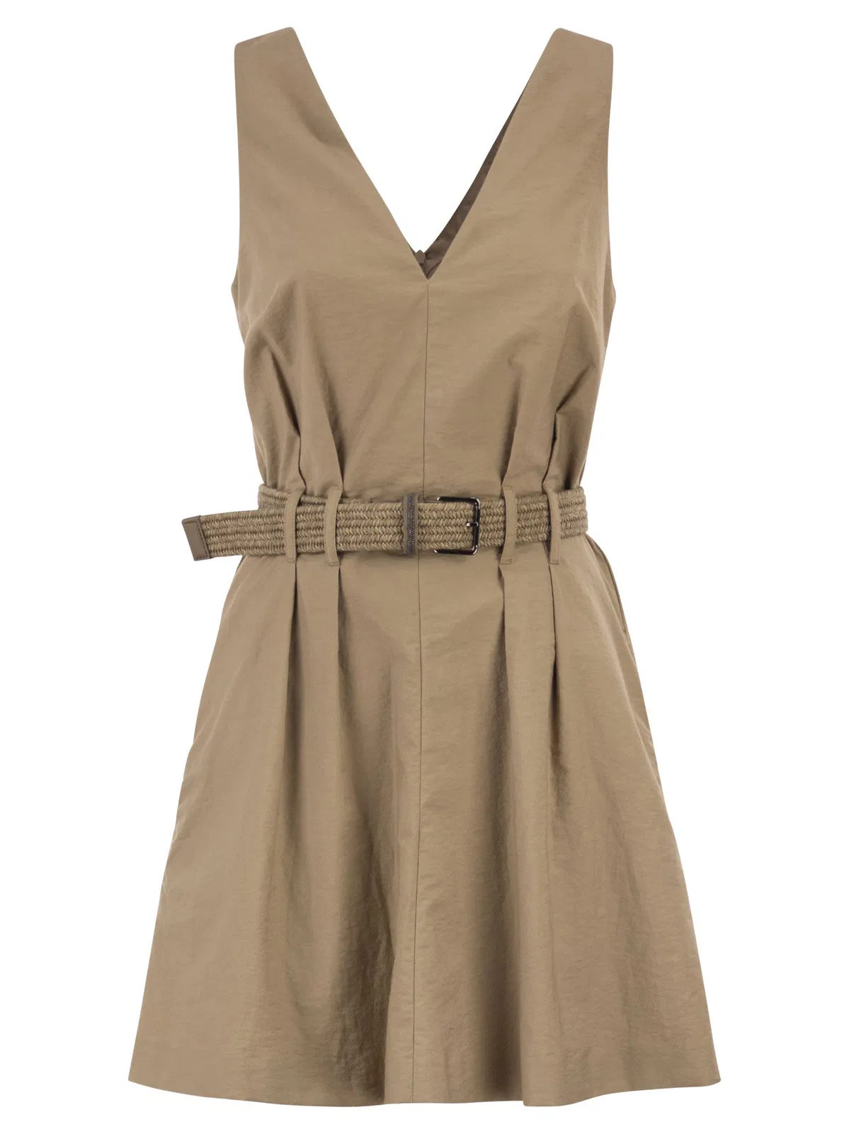 Brunello Cucinelli Sleeveless Dress With Braided Belt
