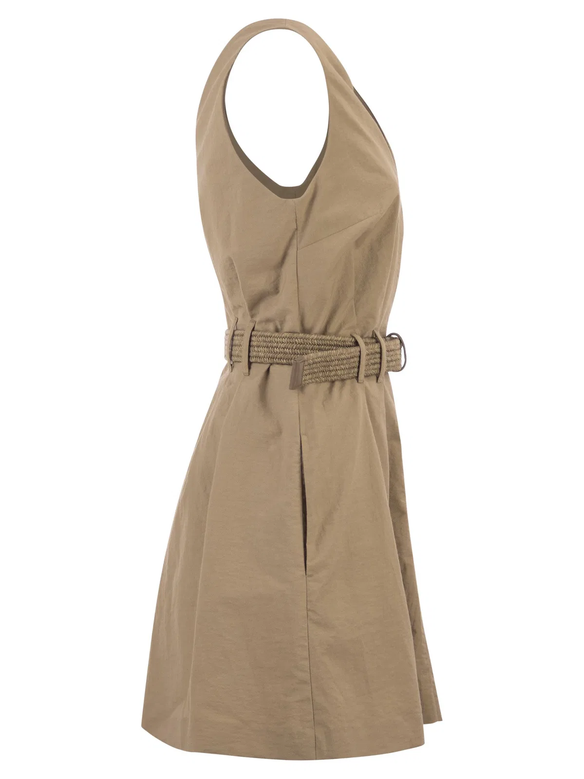 Brunello Cucinelli Sleeveless Dress With Braided Belt