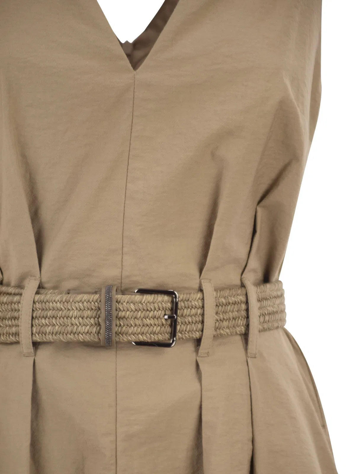 Brunello Cucinelli Sleeveless Dress With Braided Belt