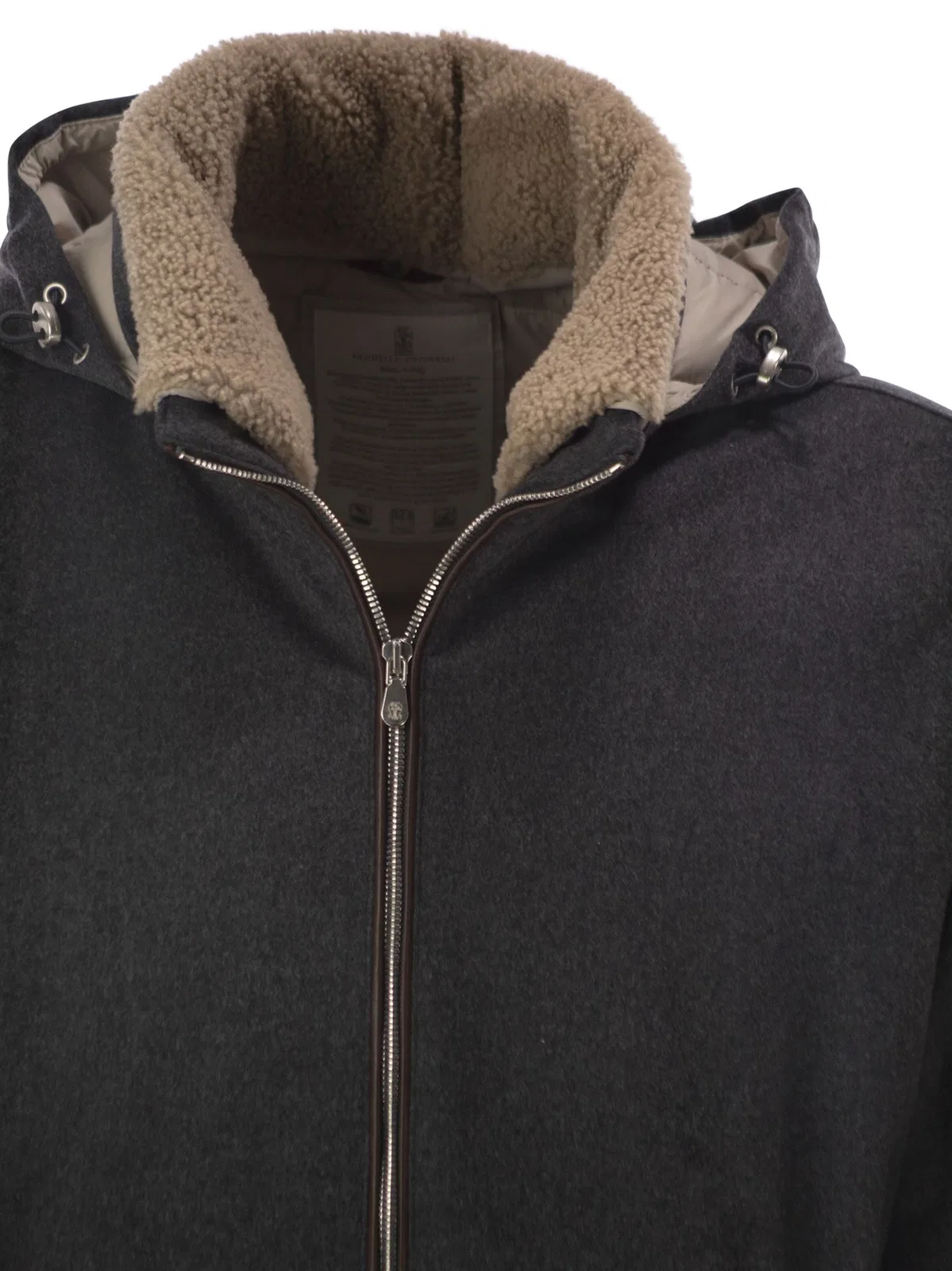 Brunello Cucinelli Membranated Wool Flannel Down Jacket Wit