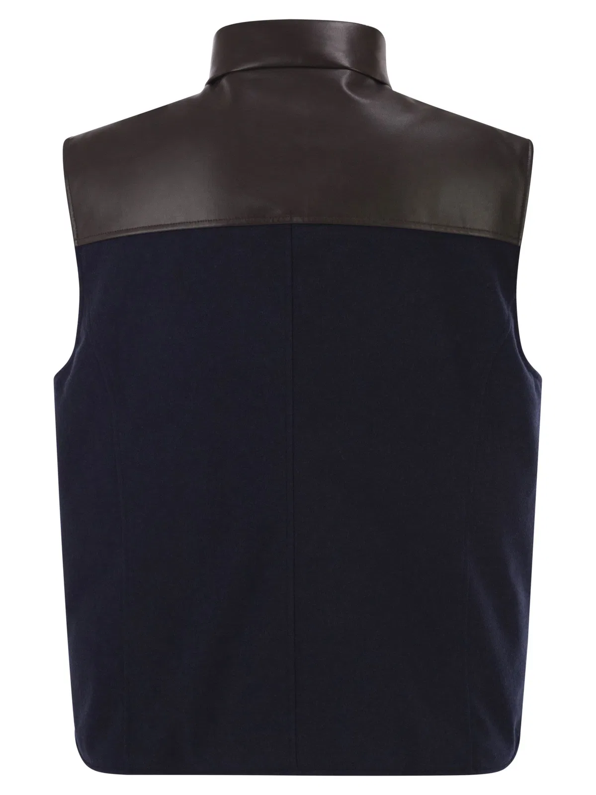 Brunello Cucinelli Wool Padded Gilet With Leather Trims And