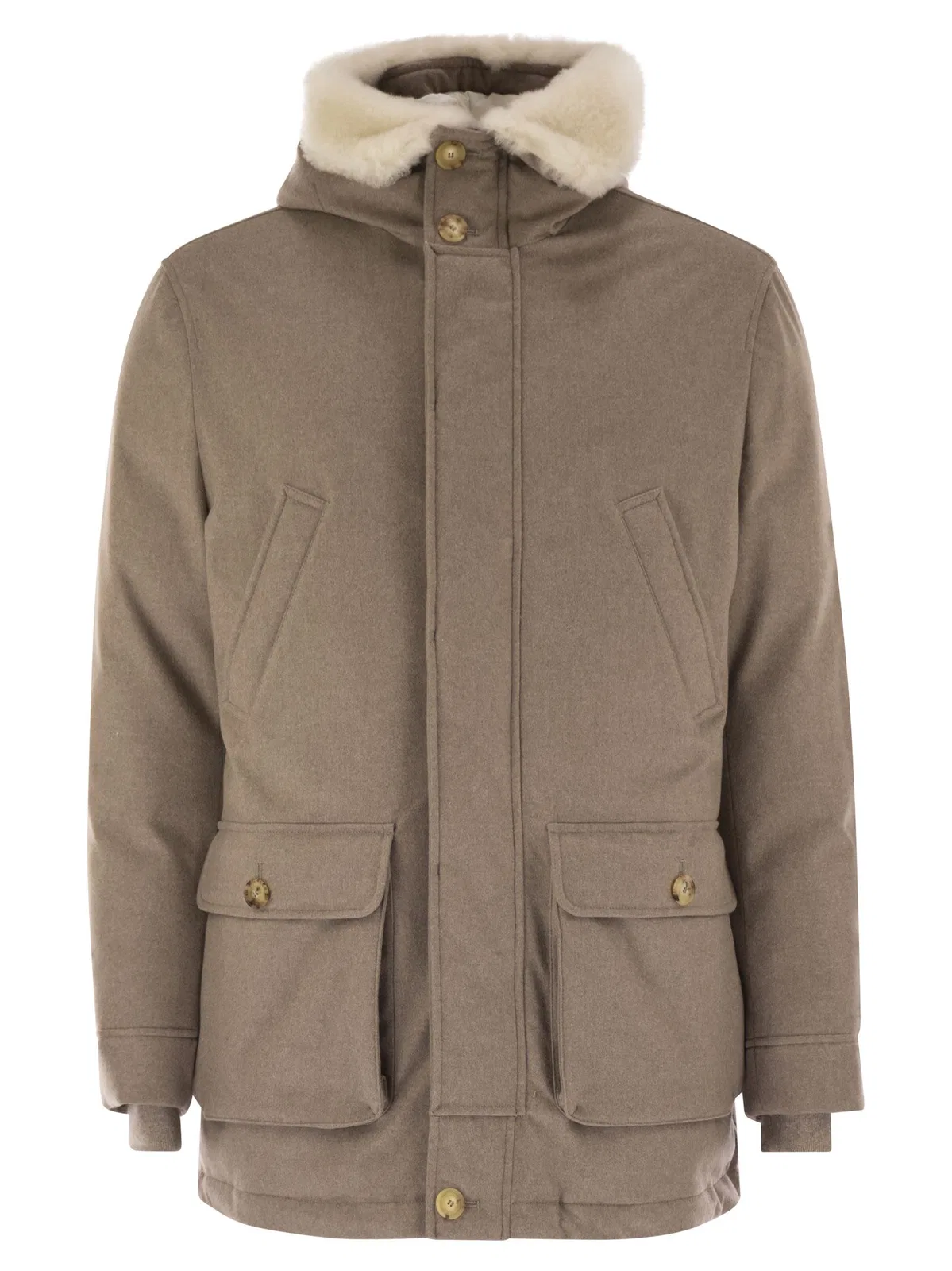 Brunello Cucinelli Wool Coat With Fur Collar