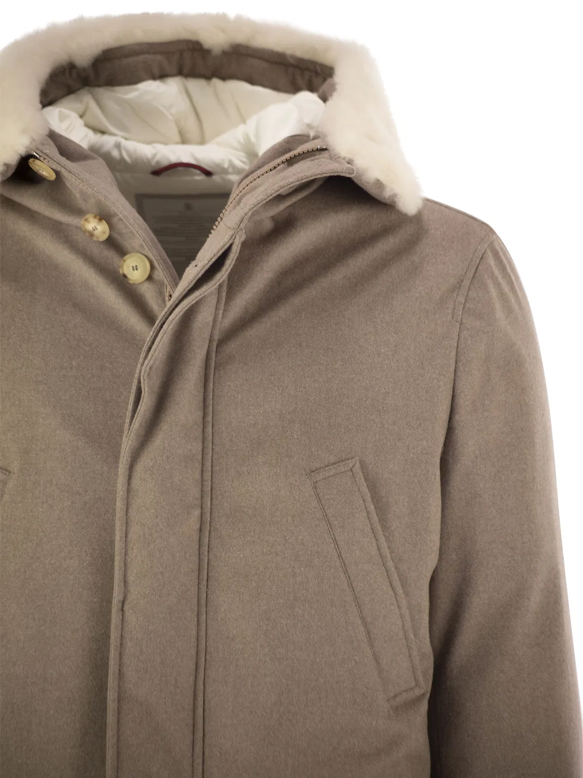 Brunello Cucinelli Wool Coat With Fur Collar