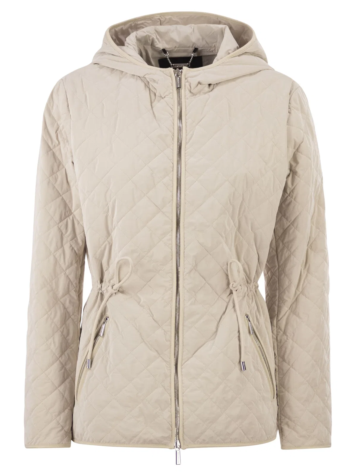 Moorer Quilted Hooded Jacket With Adjustable Wa